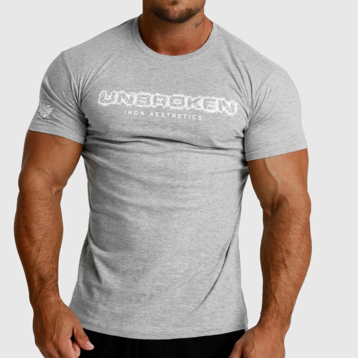 Tricou fitness pentru bărbați Iron Aesthetics Unbroken, gri · záber 1