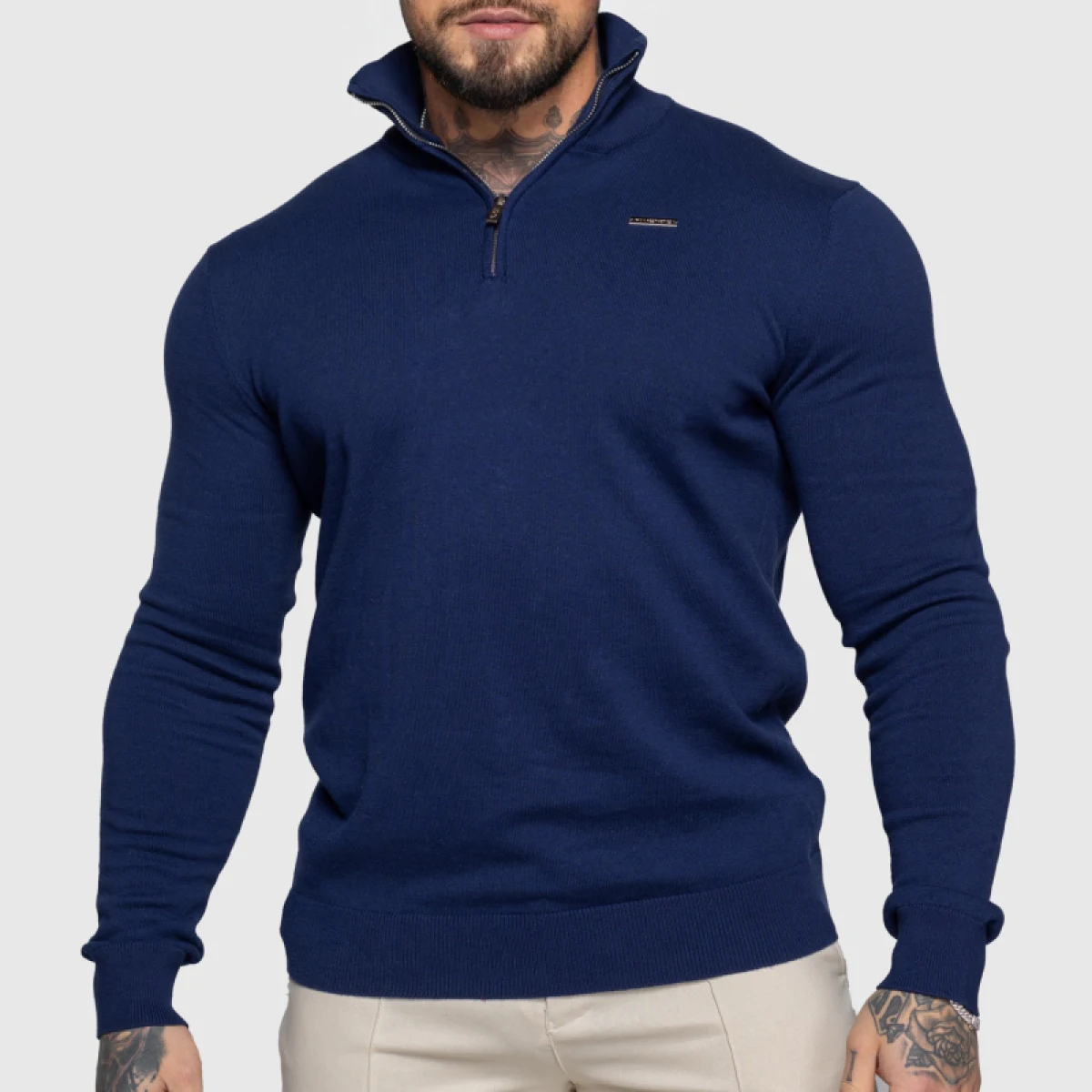 Pulover cu fermoar Iron Aesthetics Tomas, navy · záber 1
