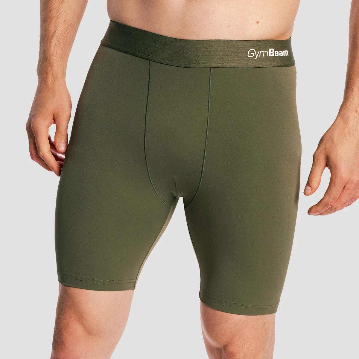 GymBeam Pantaloni scurți pentru bărbați Combat Olive Grey · záber 2