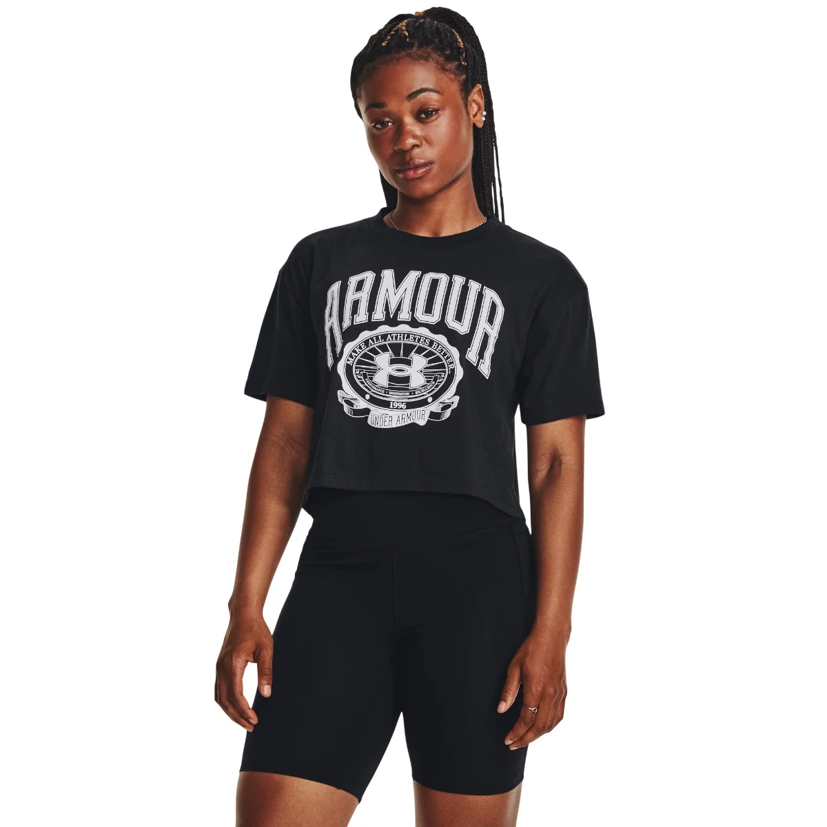 Under Armour Tricou Collegiate Crest Crop SS Grey · záber 1