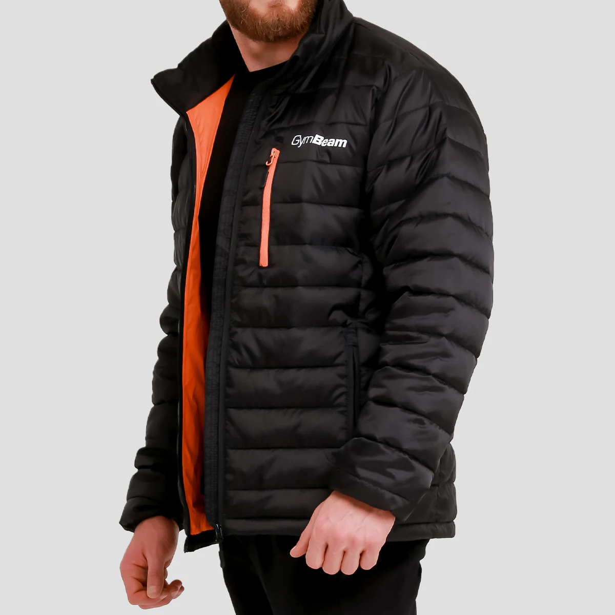 GymBeam Geacă pentru bărbați Puffer Black/Orange · záber 4