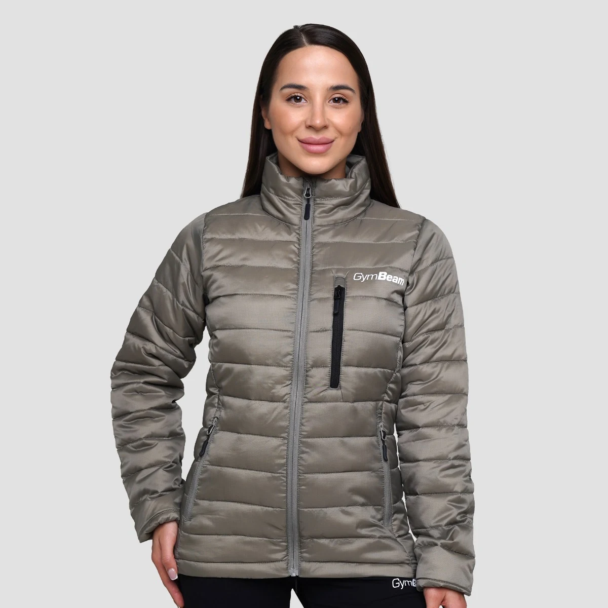 GymBeam Geacă pentru femei Puffer Vetiver/Black · záber 1