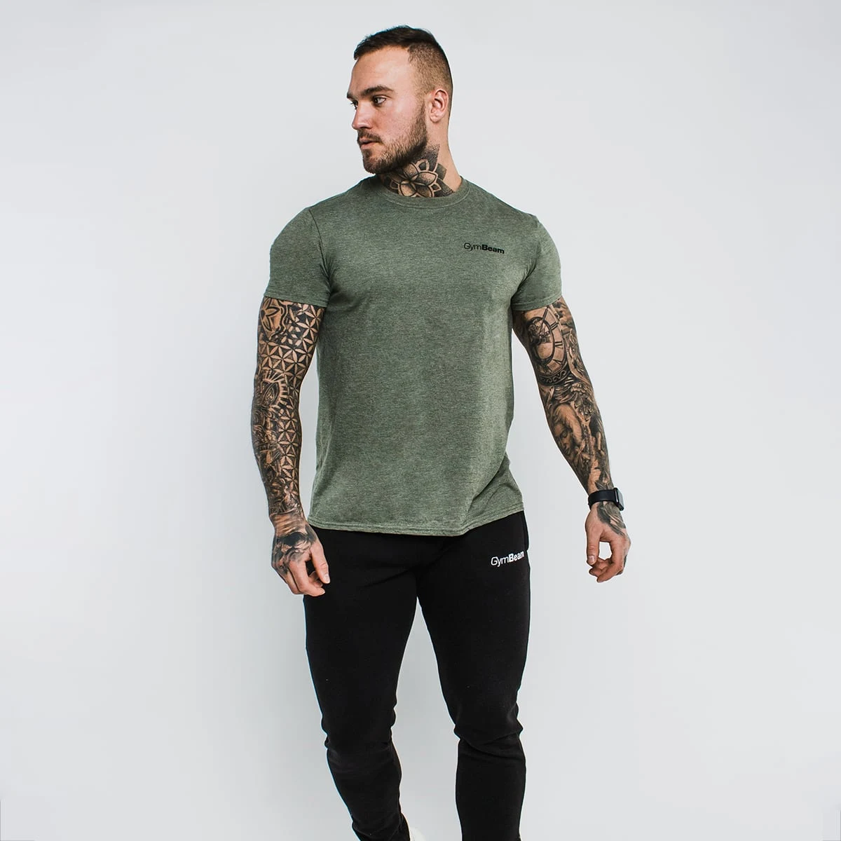GymBeam Tricou Basic Heather Military · záber 3