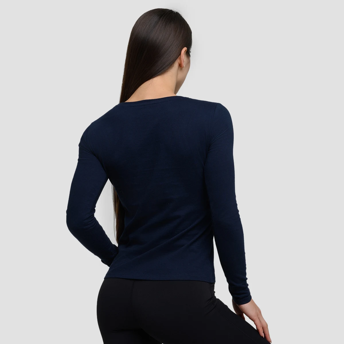 GymBeam Top cu mânecă lungă pentru femei Basic Navy · záber 3