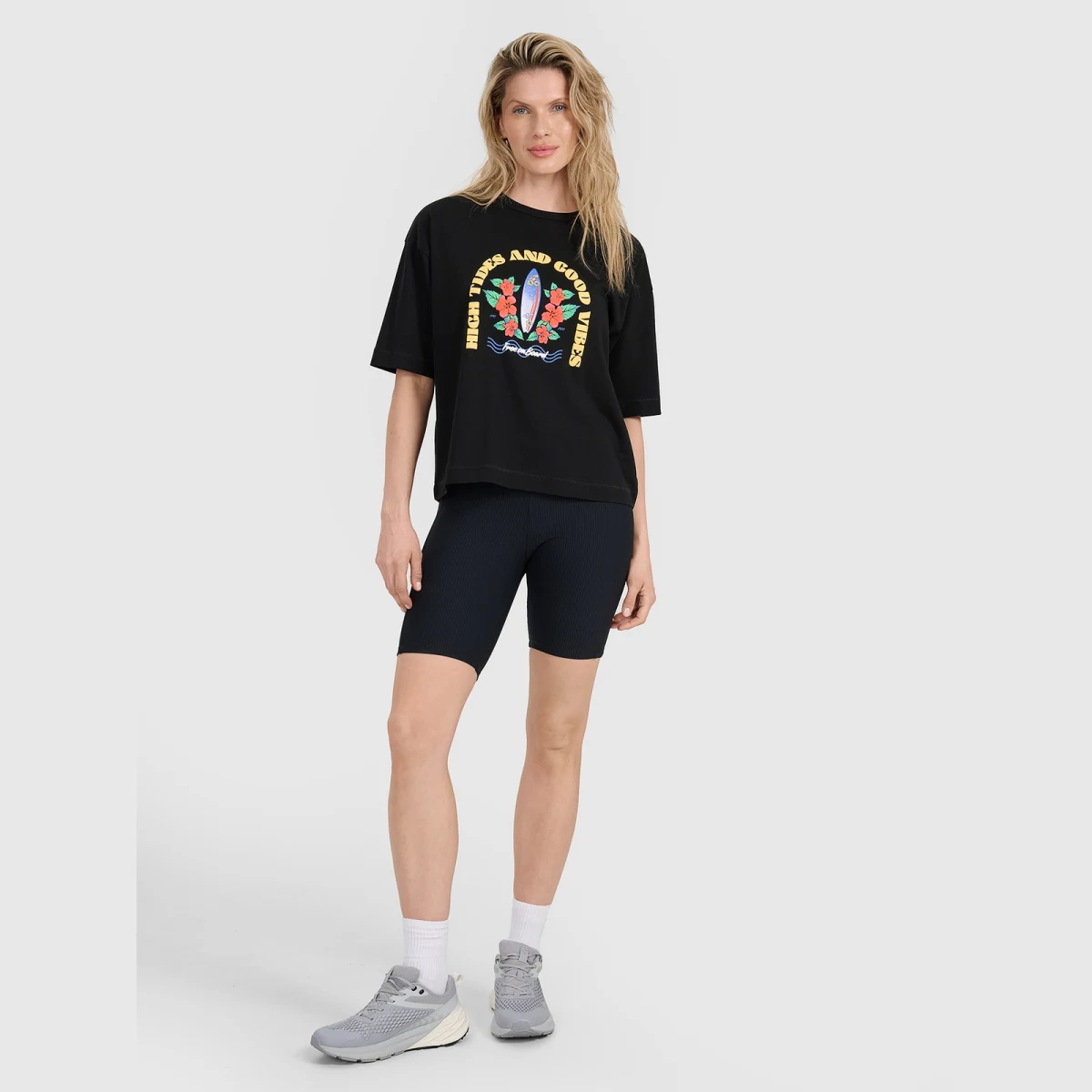 T-shirt oversize s potlačou dámsky - čierny · záber 4
