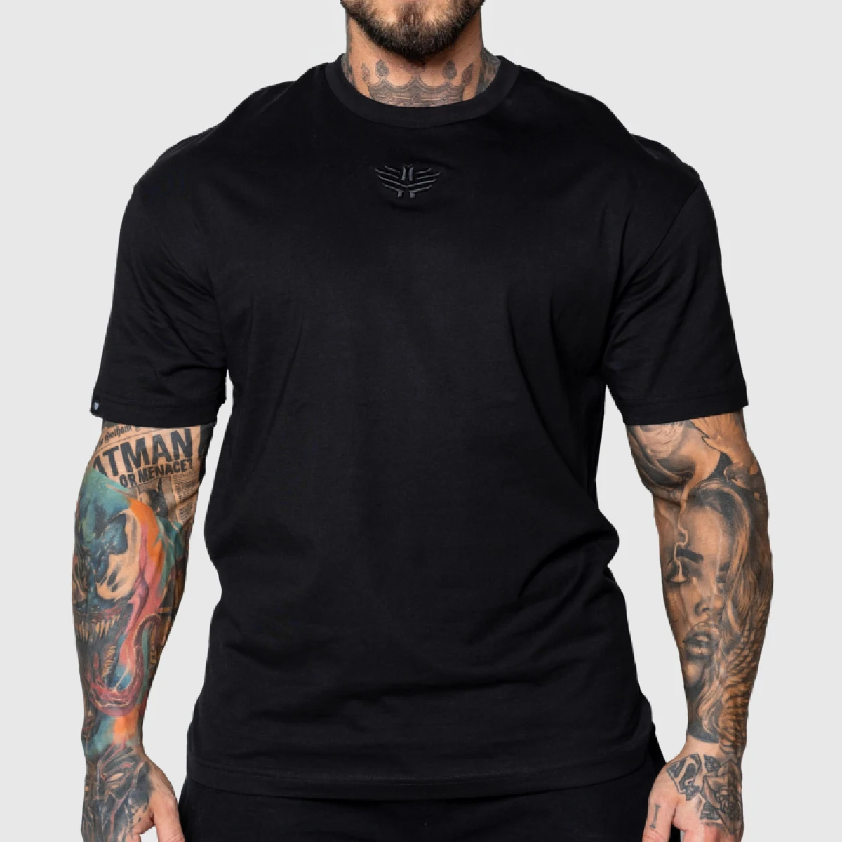 Tricou Oversized Iron Aesthetics 3D, negru · záber 1