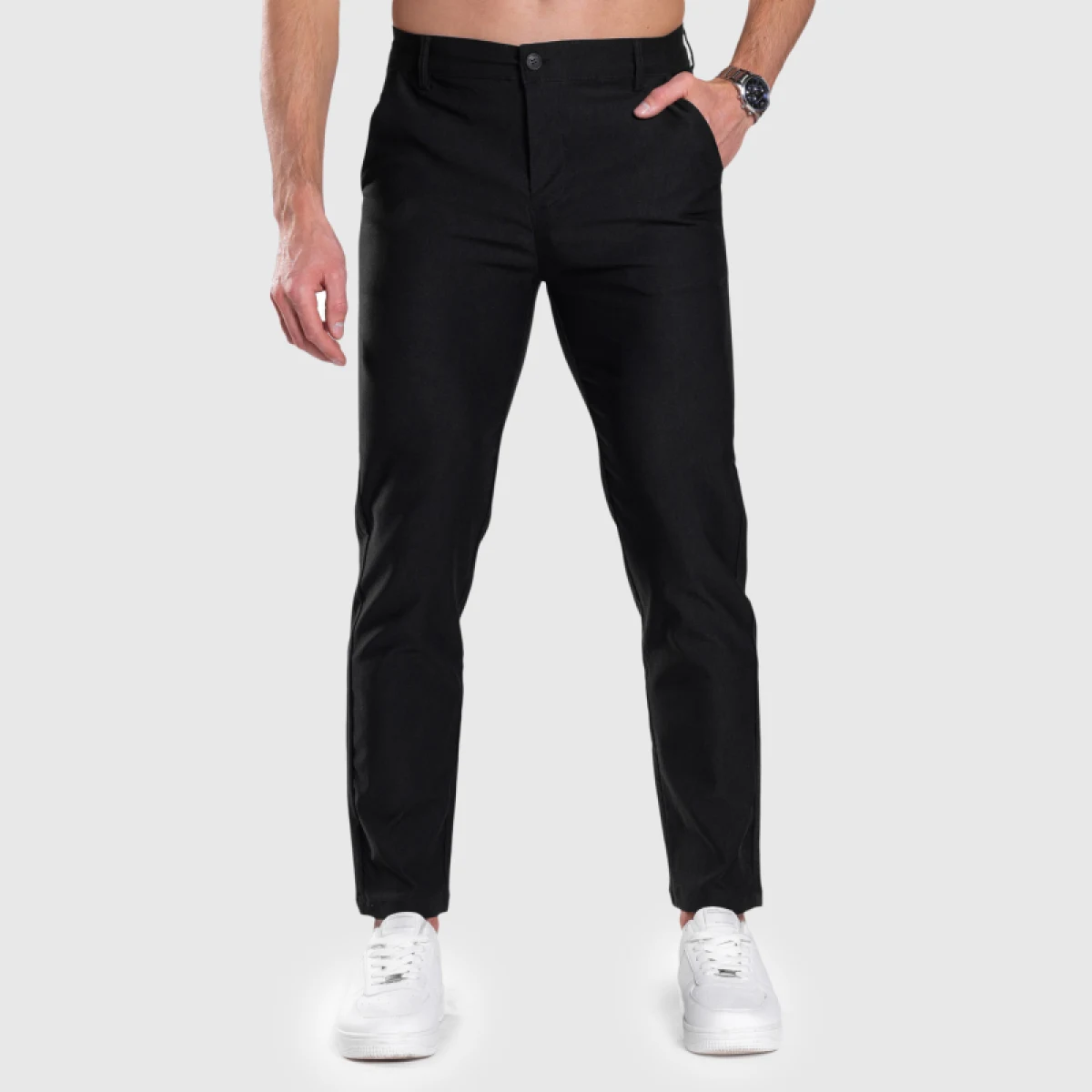 Pantaloni stretch Iron Aesthetics Classy, negri · záber 1