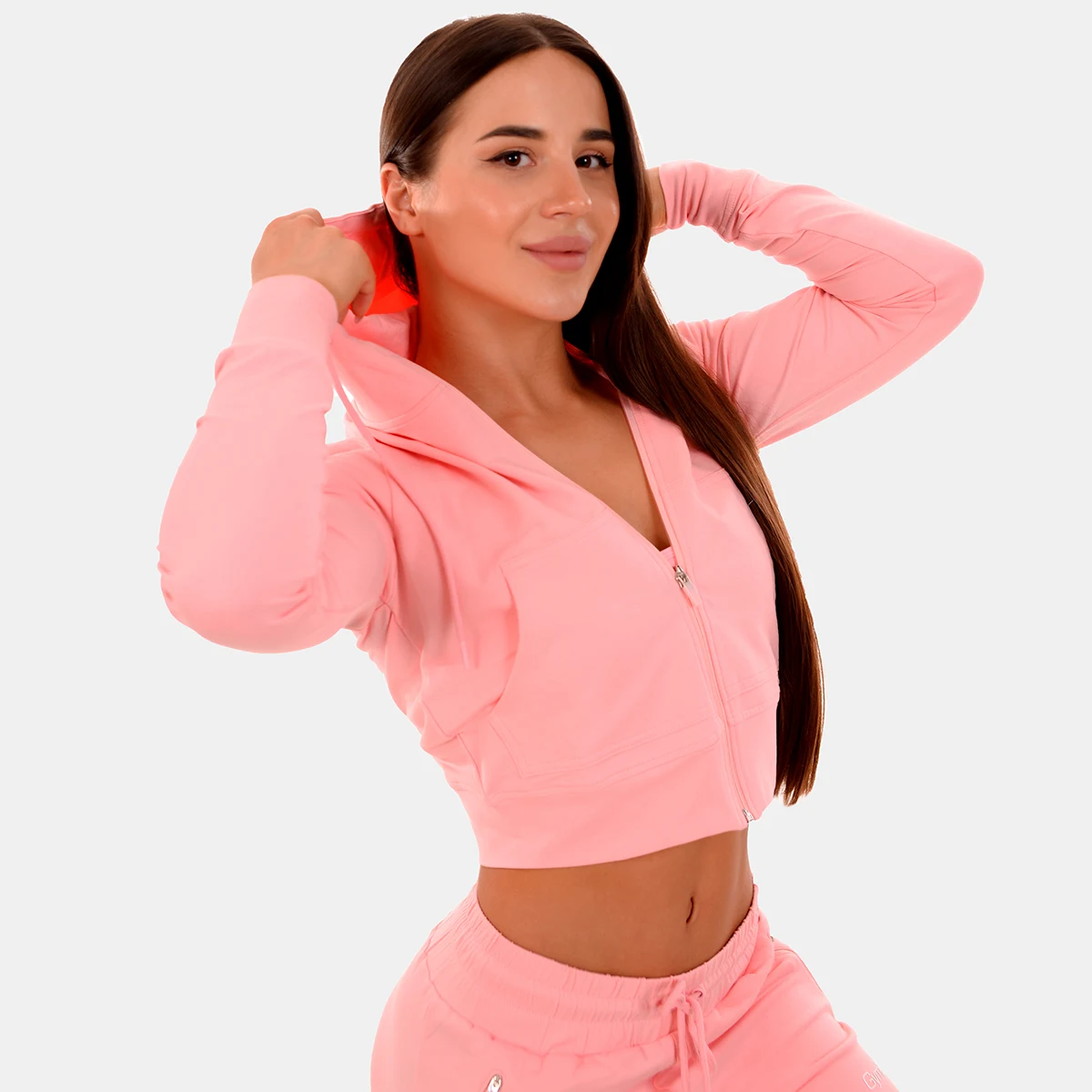GymBeam Hanorac pentru femei Zip-up TRN Pink · záber 2
