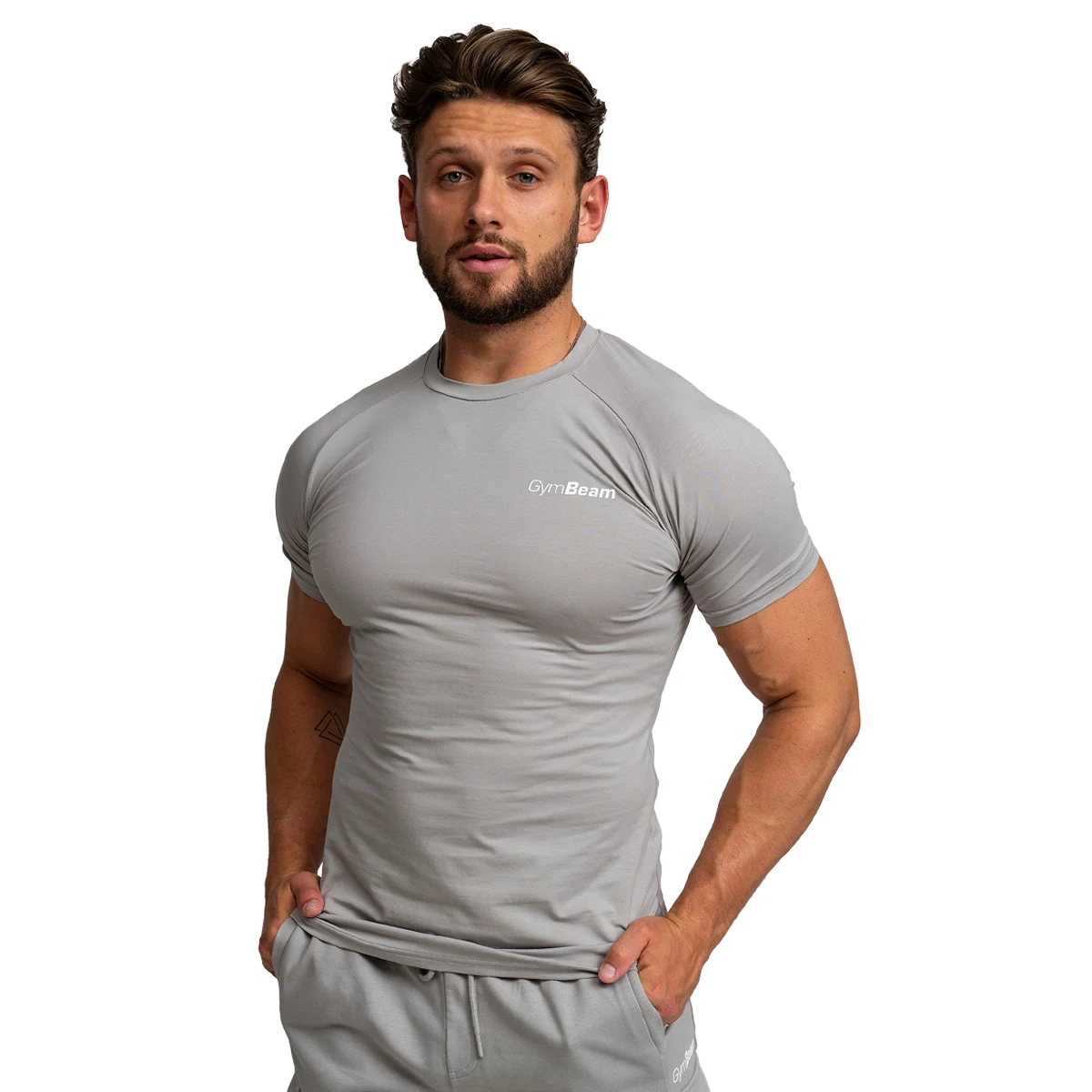 GymBeam Tricou Fitted TRN Grey · záber 5