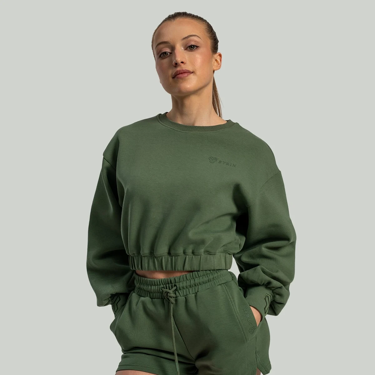 STRIX Hanorac pentru femei Lunar Cropped Cedar Green · záber 2