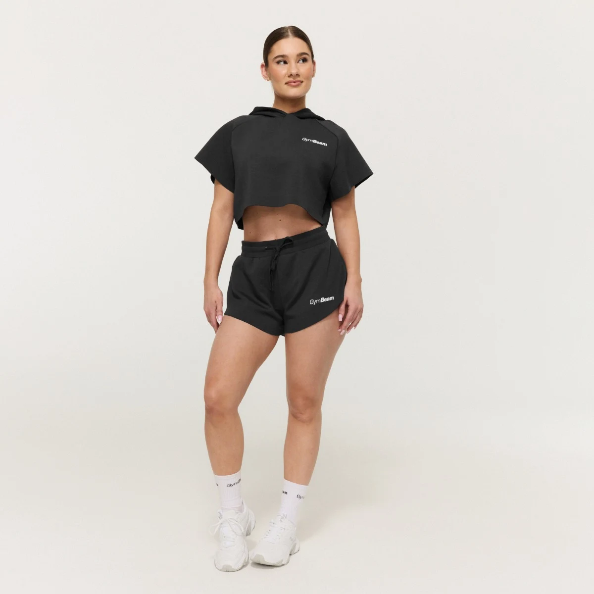 GymBeam Hanorac pentru femei Relay Cropped Black · záber 5