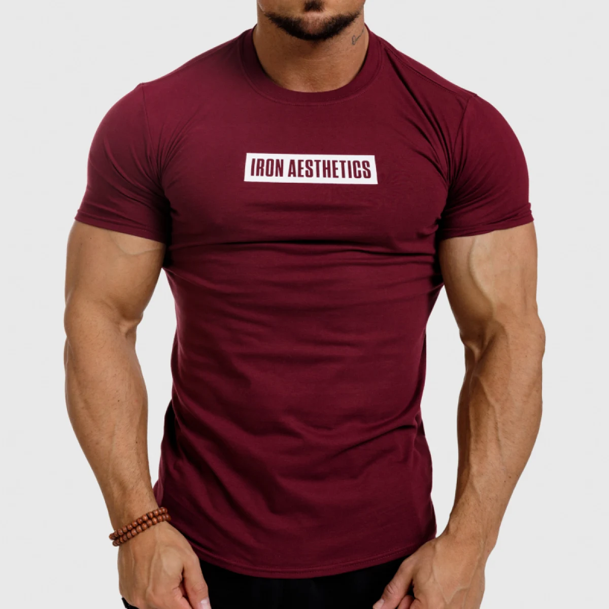 Tricou fitness pentru bărbați Iron Aesthetics Boxed, vișiniu · záber 1