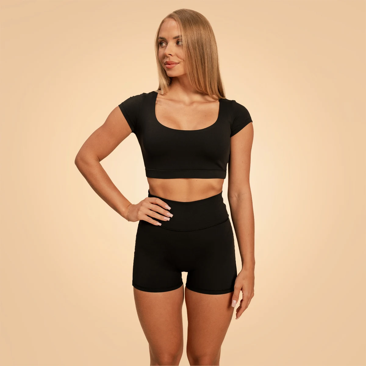 BeastPink Tricou cropped pentru femei Sense Black · záber 3