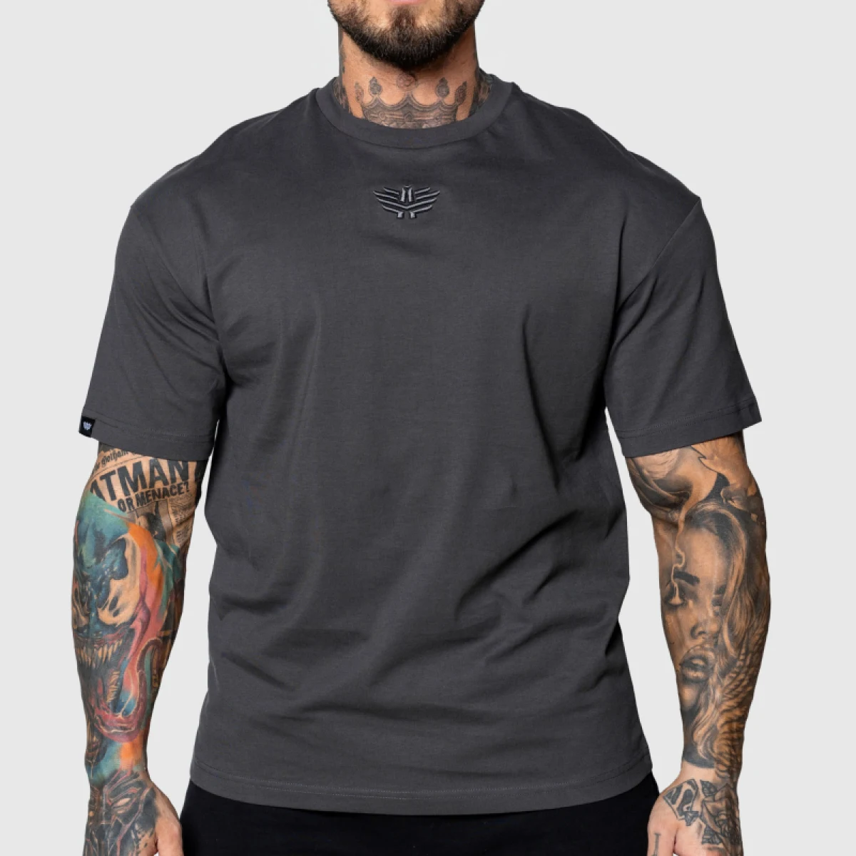 Tricou Oversized Iron Aesthetics 3D, gri · záber 1