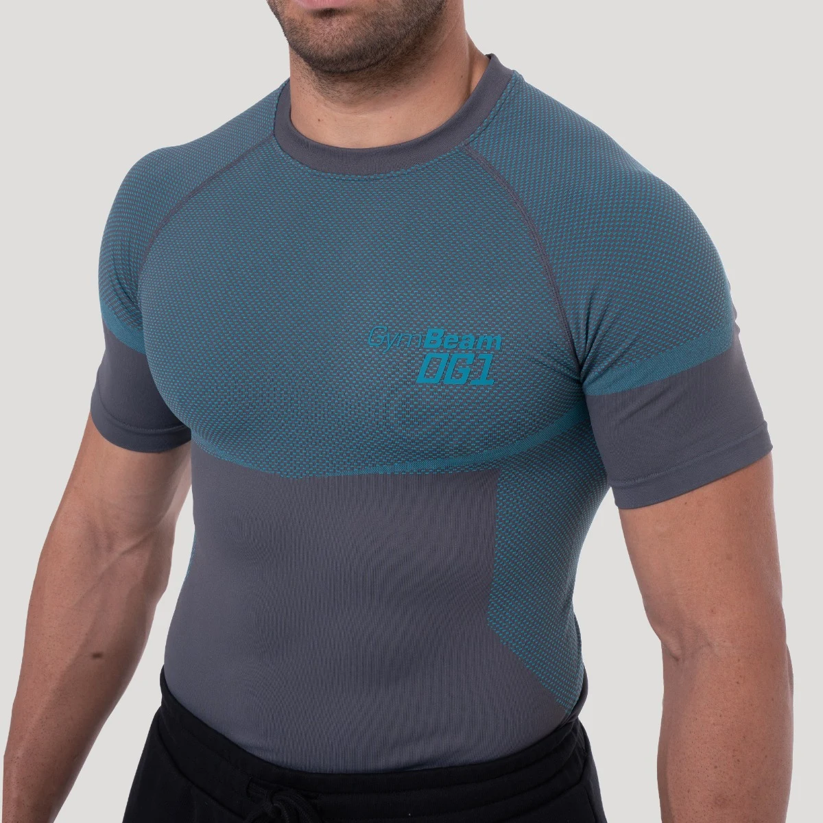 GymBeam Tricou fără cusături OG1 Grey/Blue · záber 3