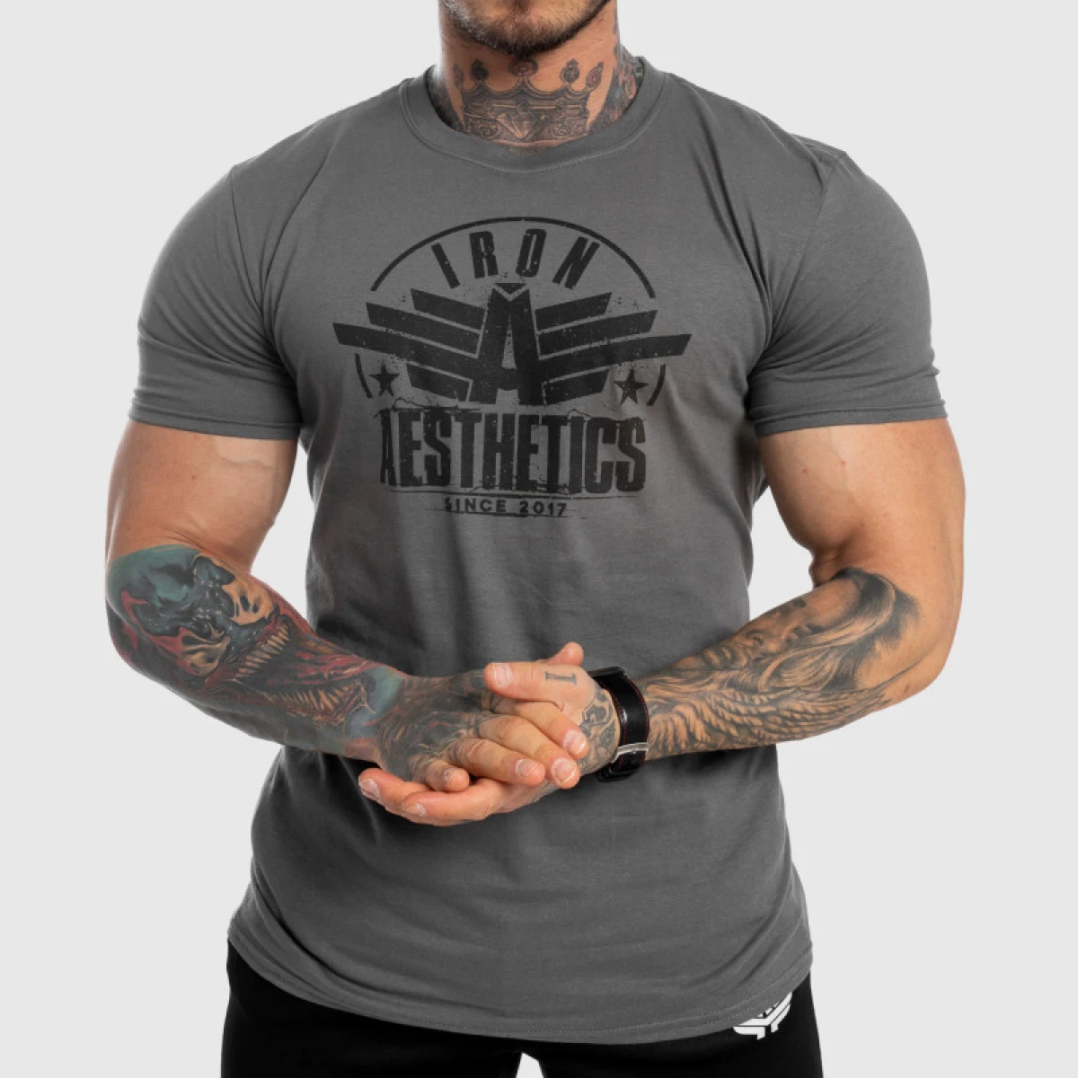 Tricou fitness pentru bărbați Iron Aesthetics Force, gri · záber 1