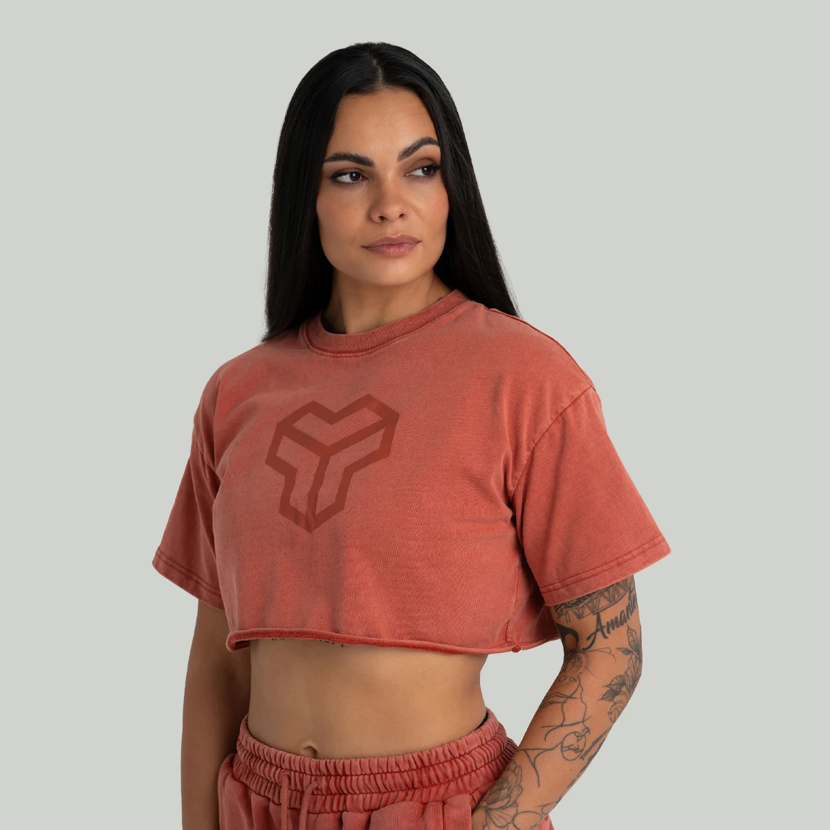 STRIX Tricou pentru femei CropTop Washed Terra · záber 2