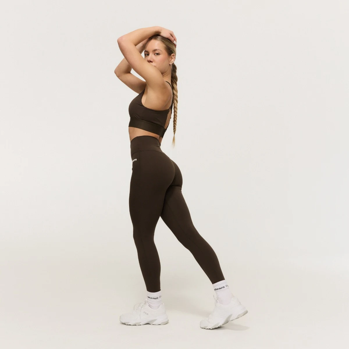 GymBeam Colanți pentru femei High-waist Limitless Espresso · záber 3