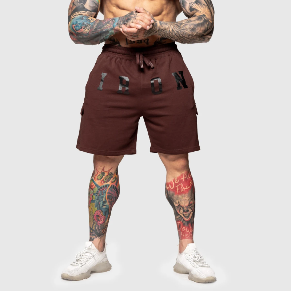 Pantaloni scurți de trening Iron Aesthetics College, maro · záber 1