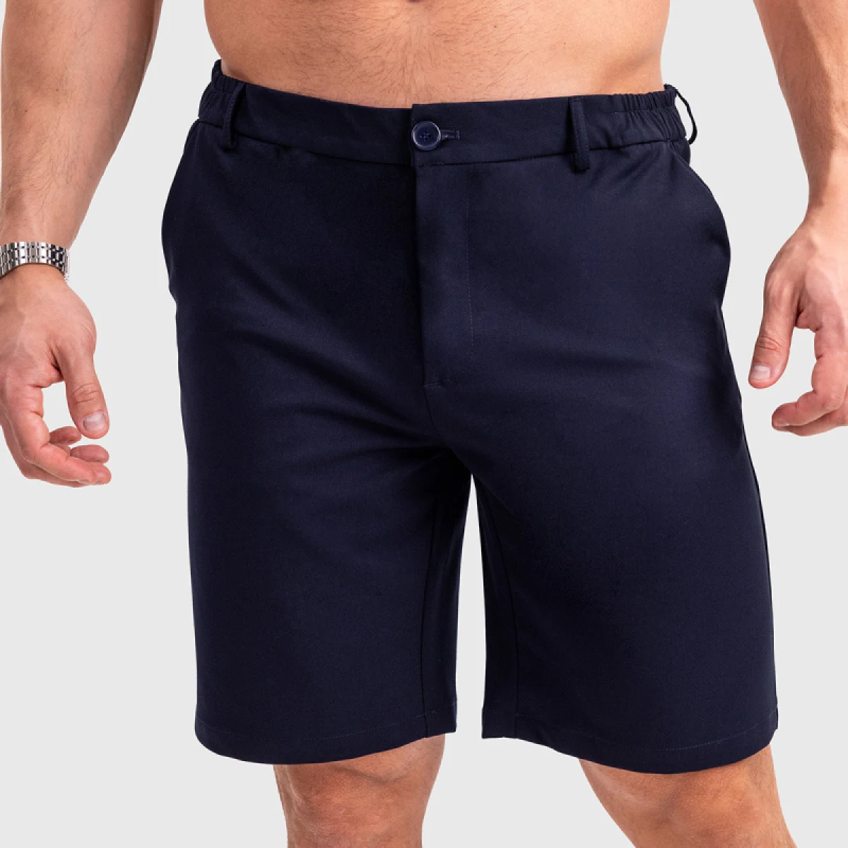 Pantaloni scurți bărbați Iron Aesthetics Chino Flex, navy · záber 1