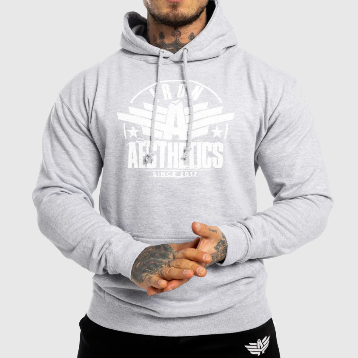 Hanorac fitness fără fermoar Iron Aesthetics Force, gri · záber 1
