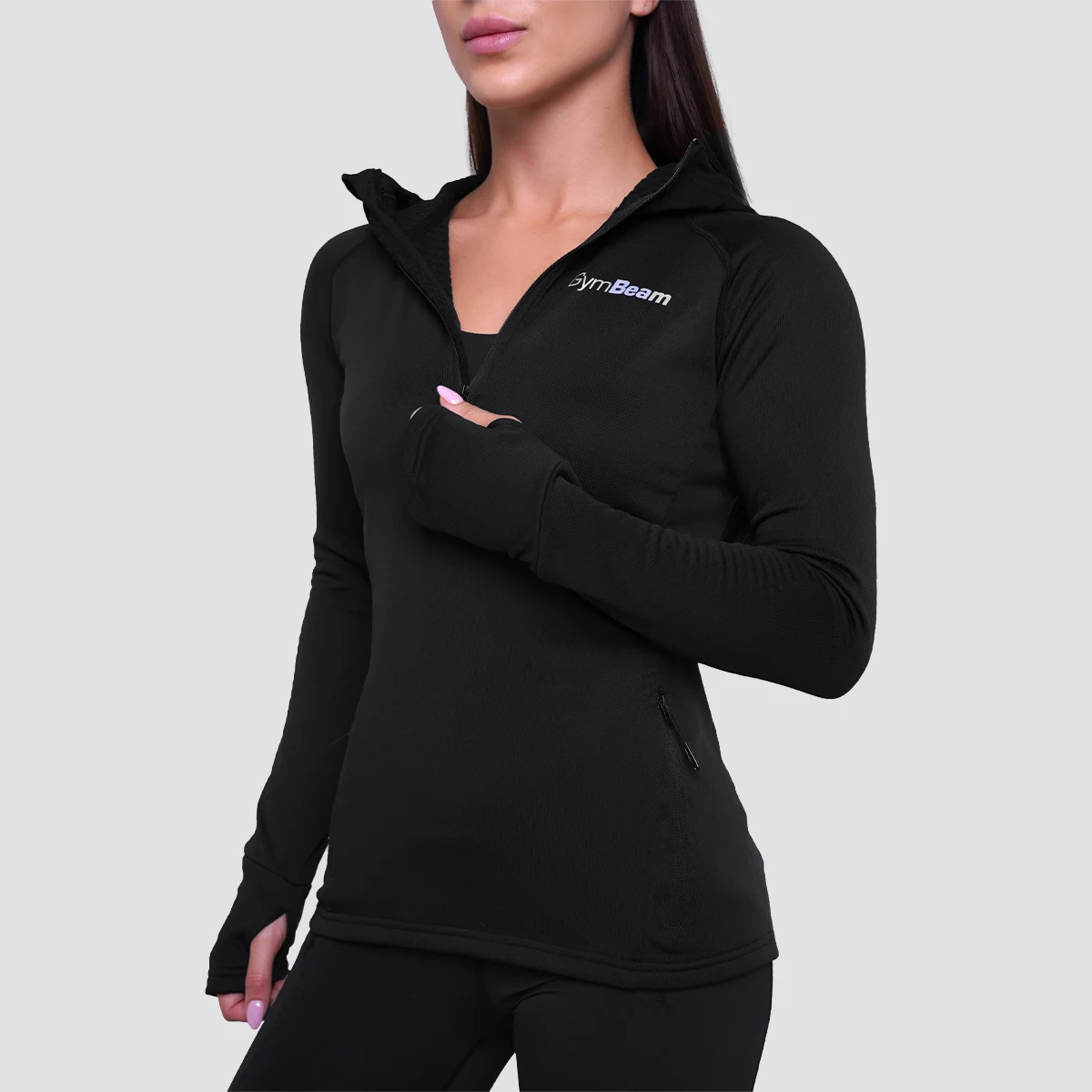 GymBeam Hanorac de alergare pentru femei 1/2 Zip Pulse Black · záber 3