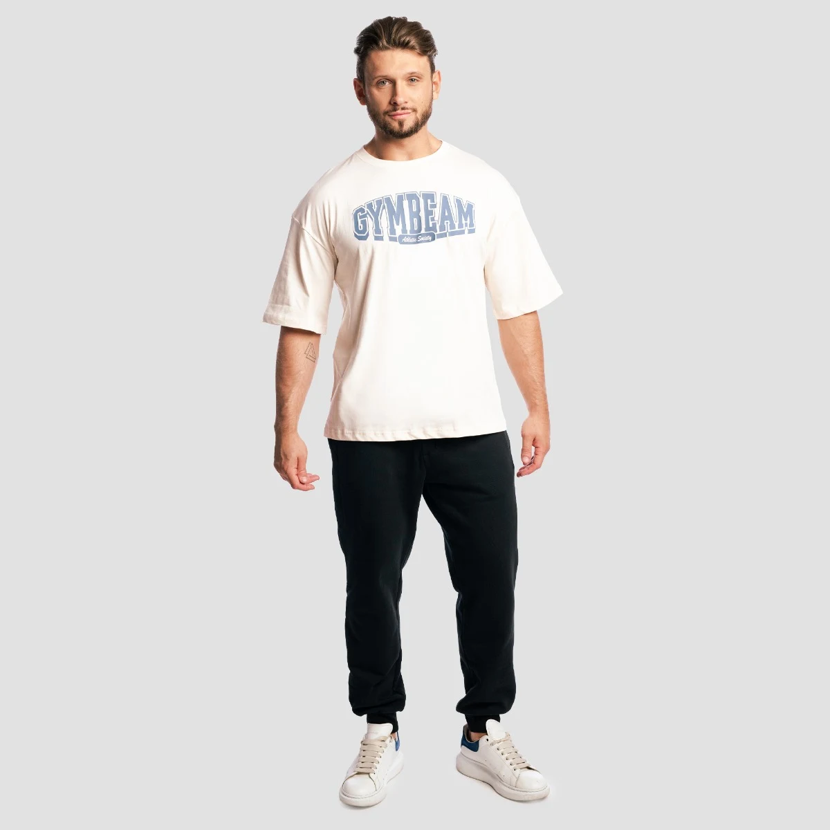 GymBeam Tricou Boxy Athletic Society Cream · záber 5