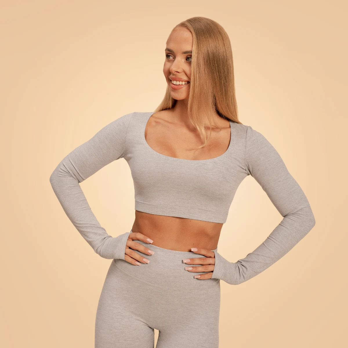 BeastPink Top sport pentru femei Sense Grey · záber 4