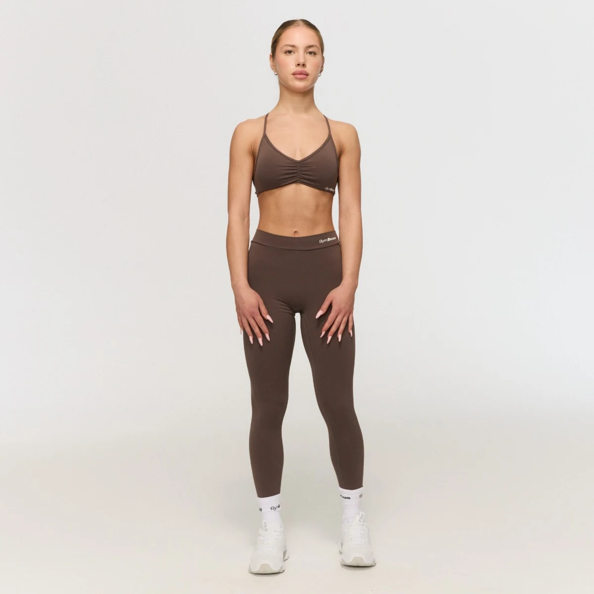 GymBeam Colanți pentru femei Fierce V-back Cappuccino · záber 2