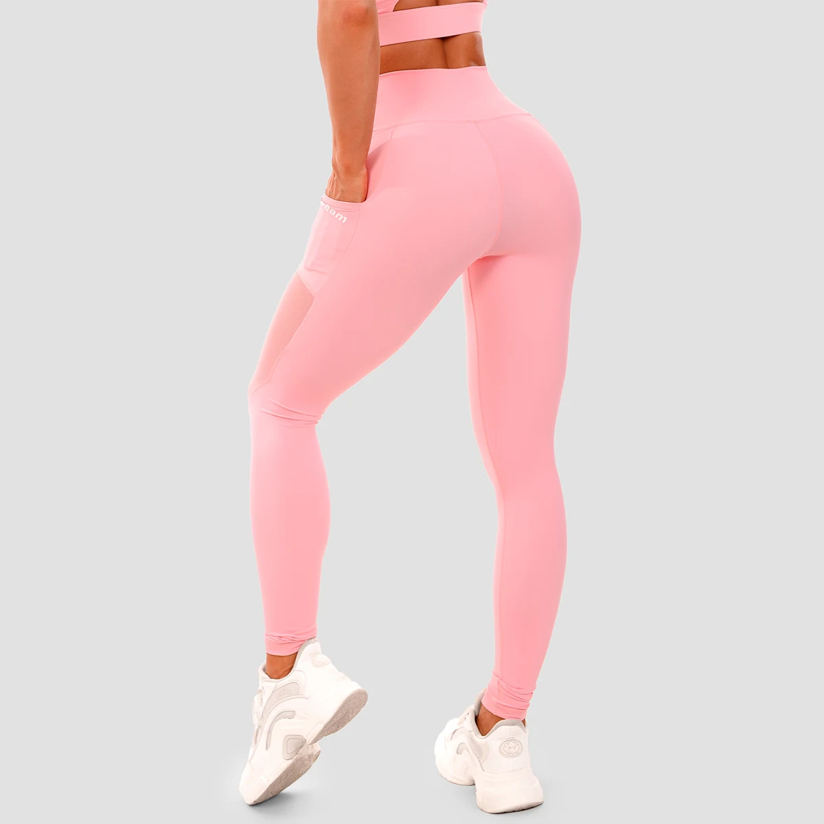 GymBeam Colanți pentru femei Mesh Panel pink · záber 3