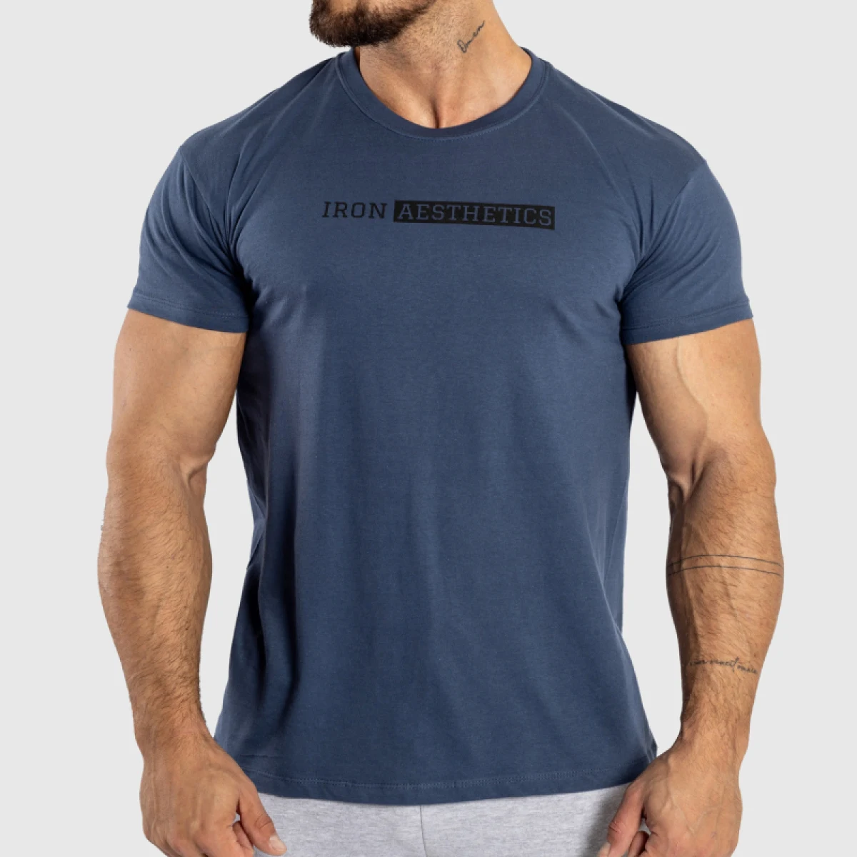 Tricou fitness bărbați Iron Aesthetics Gym, albastru · záber 1