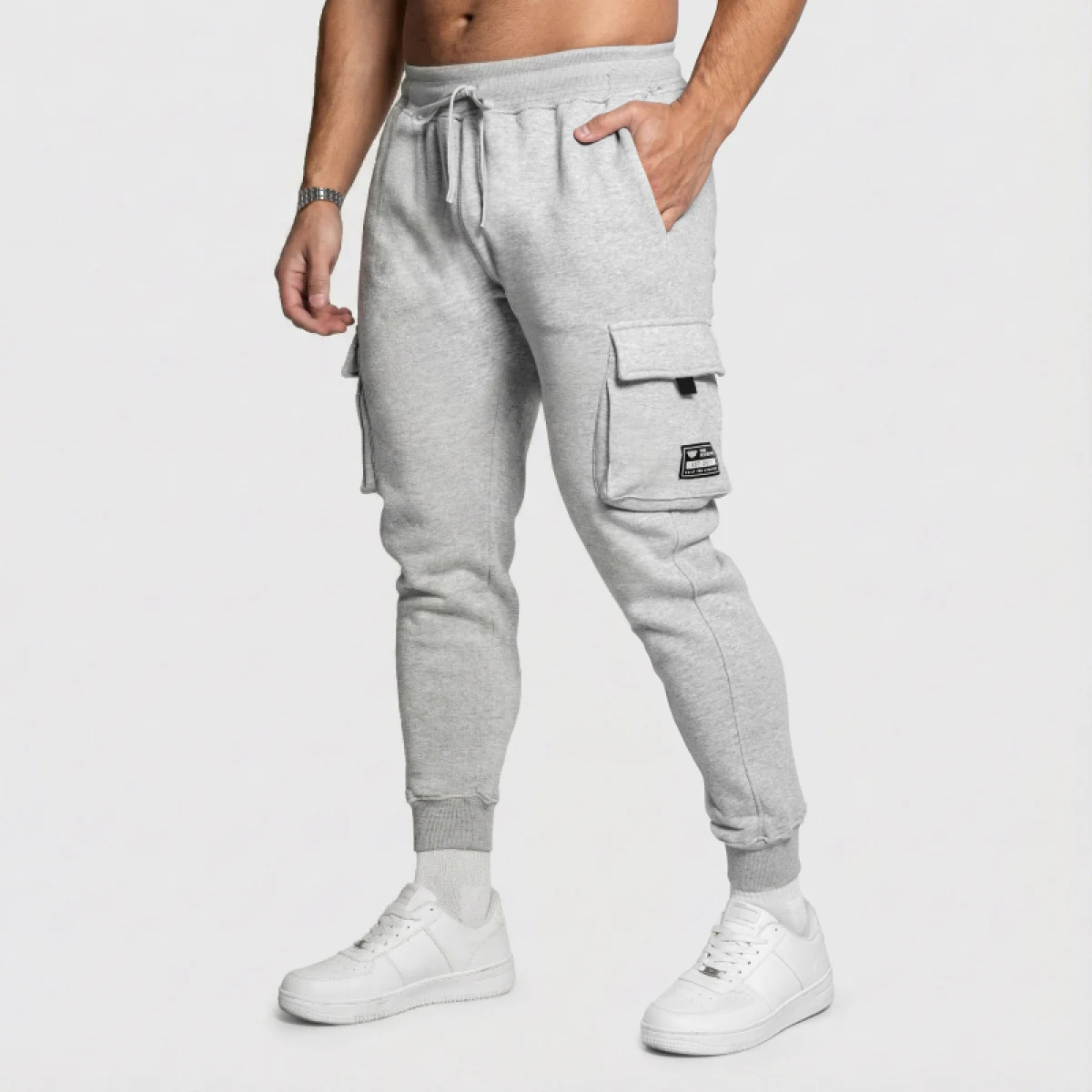 Pantaloni de trening bărbați Iron Aesthetics Cargo Joggers, gri · záber 1