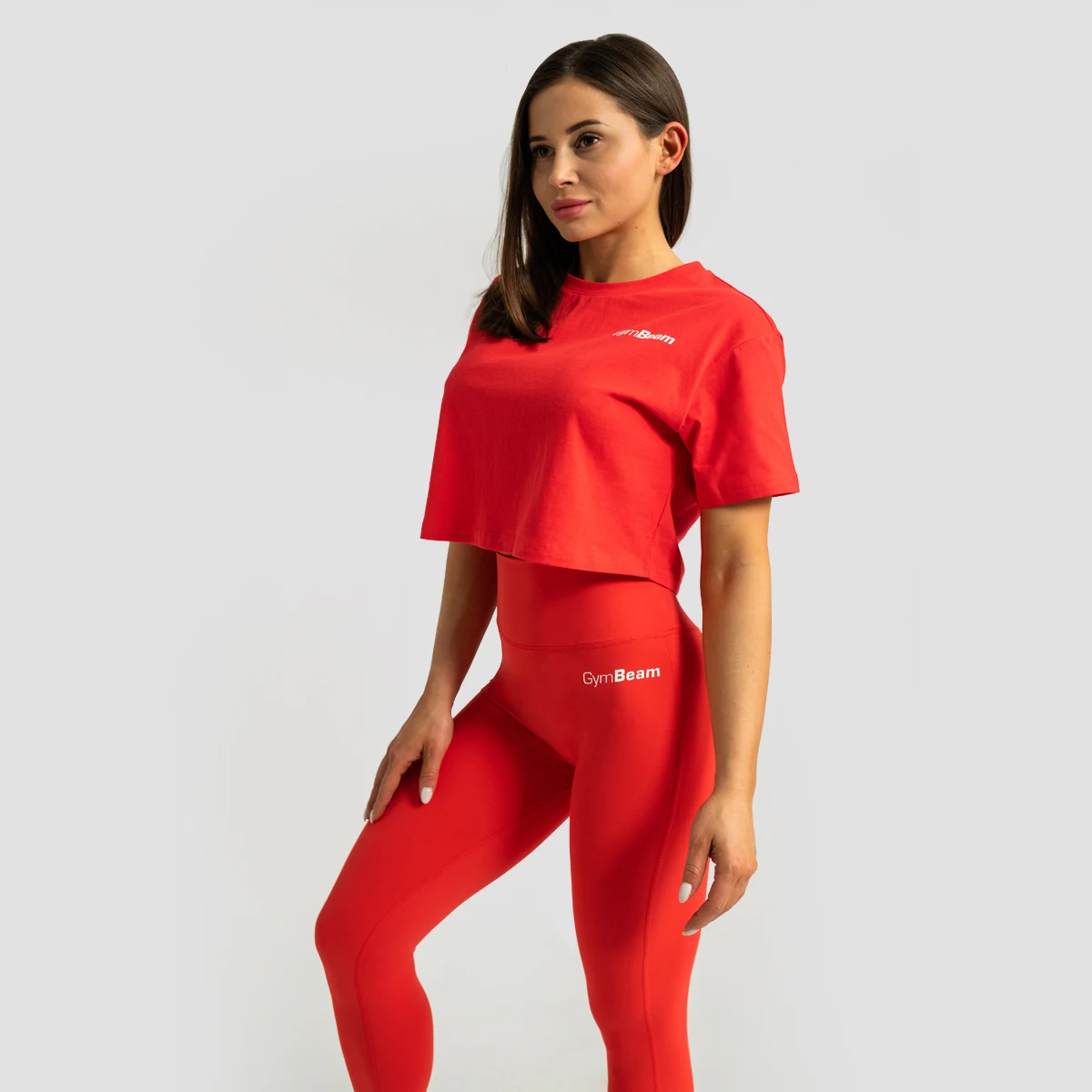 GymBeam Tricou pentru femei Cropped Limitless Hot Red · záber 4