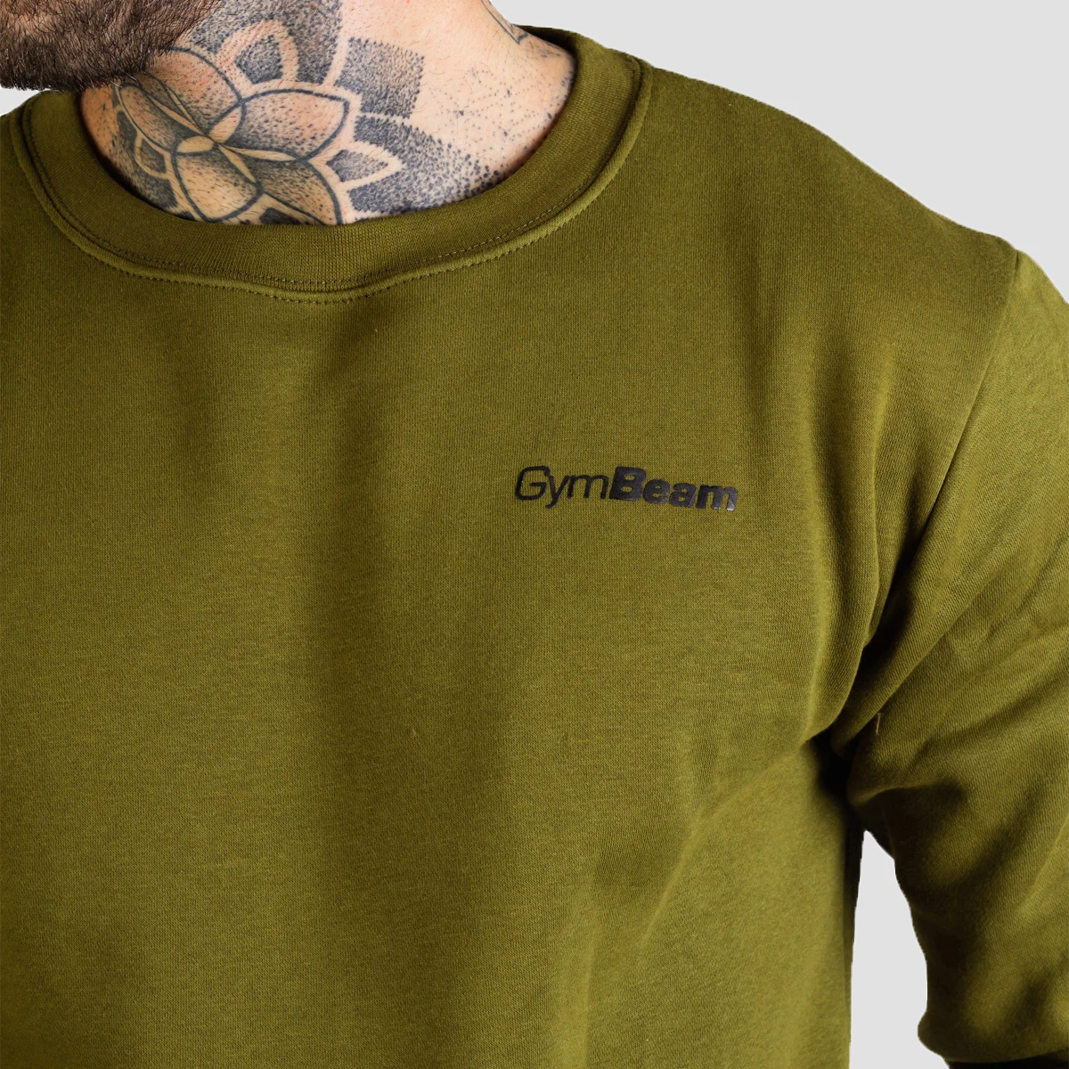 GymBeam Hanorac pentru bărbați Basic Jumper Military Green · záber 3