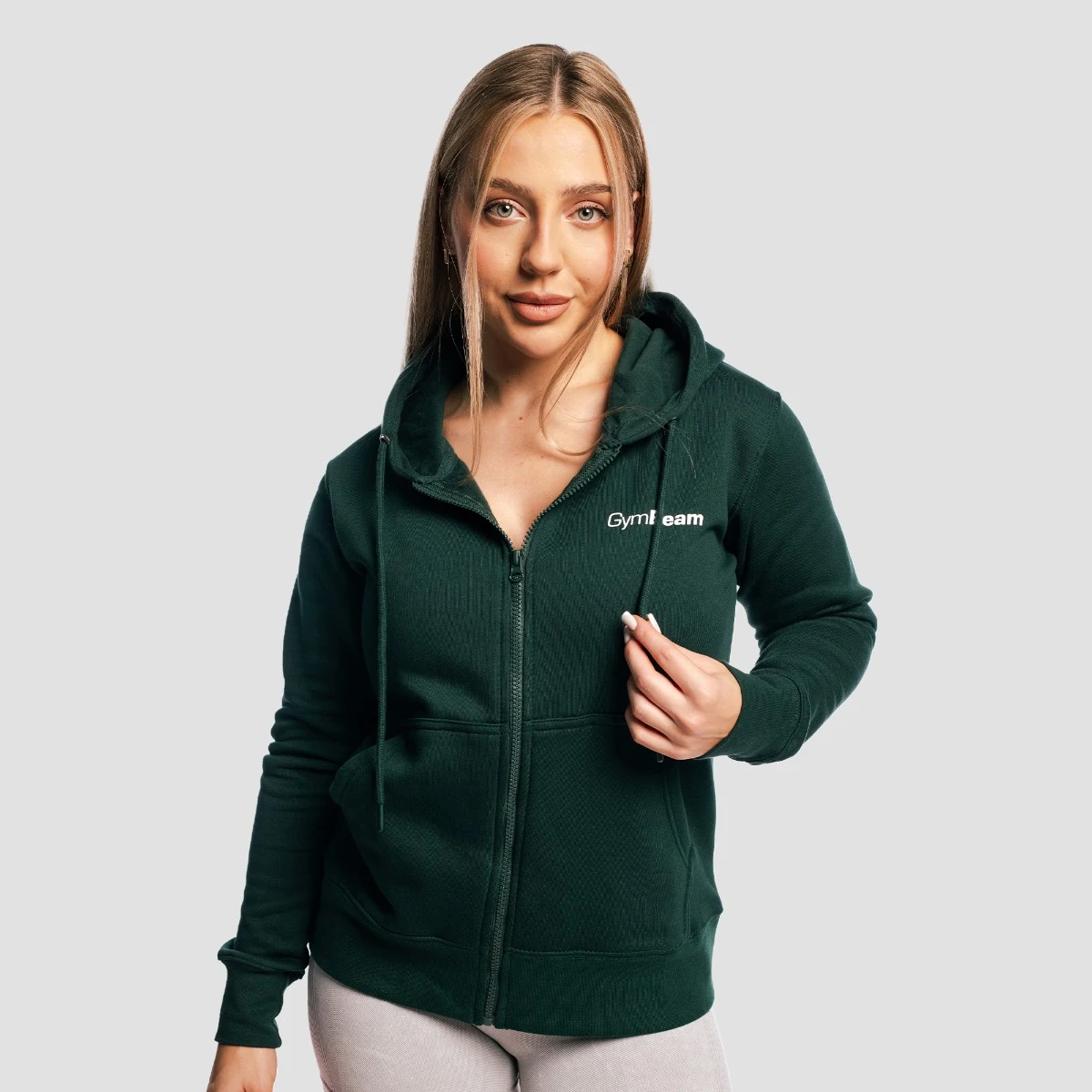 GymBeam Hanorac pentru femei Zipper Hoodie Pine · záber 3