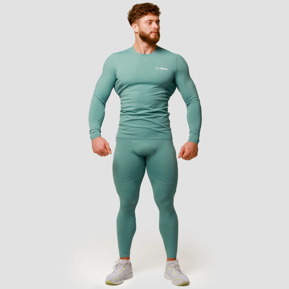 GymBeam Tricou de compresie cu mânecă lungă Mid Blue · záber 5
