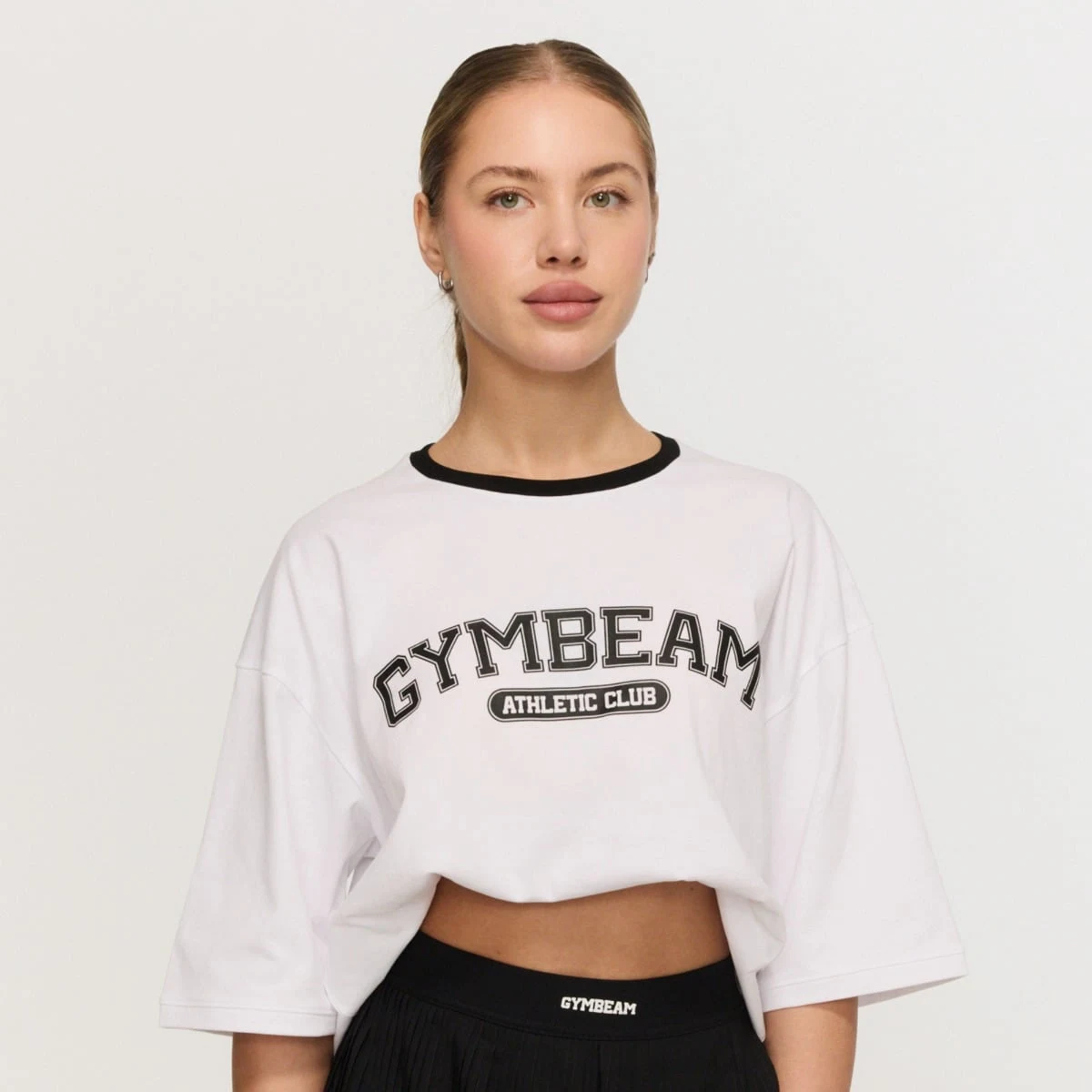 GymBeam Tricou pentru femei Oversized Varsity White · záber 1