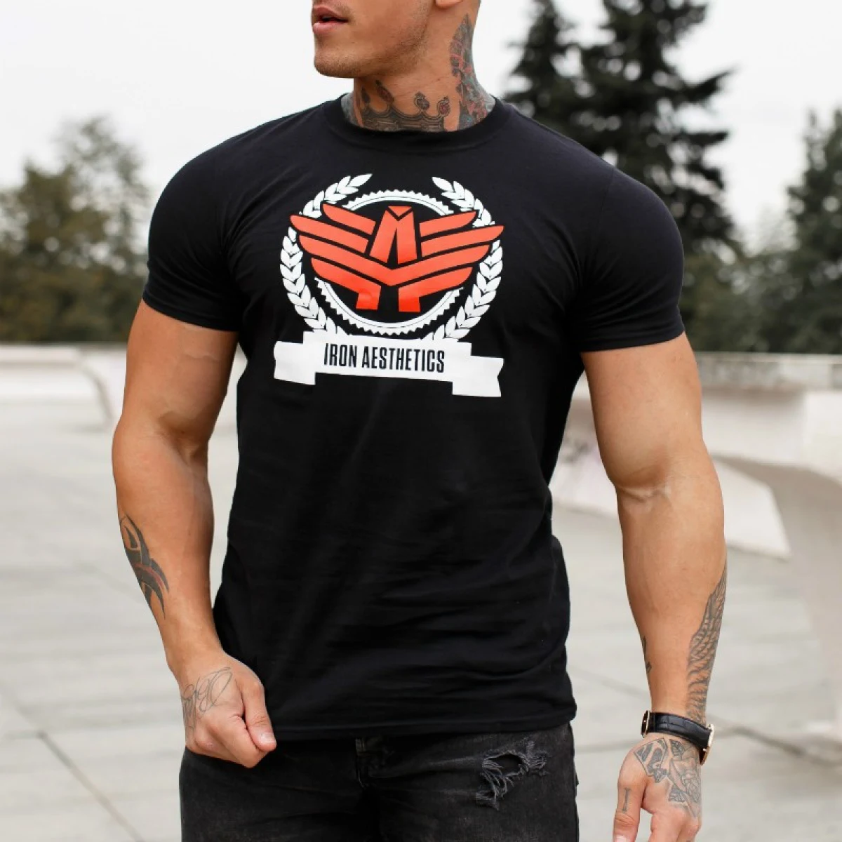 Tricou fitness pentru bărbați Iron Aesthetics Triumph, negru · záber 1