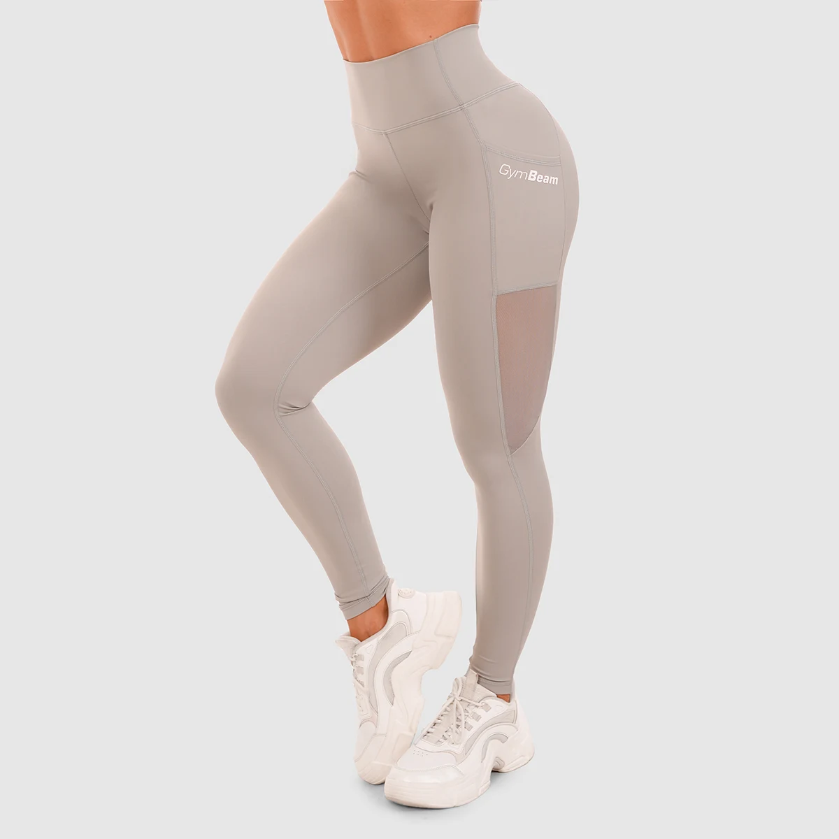 GymBeam Colanți pentru femei Mesh Panel grey · záber 2