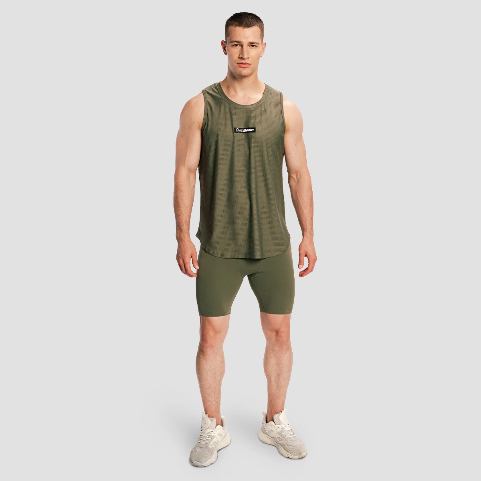 GymBeam Pantaloni scurți pentru bărbați Combat Olive Grey · záber 5