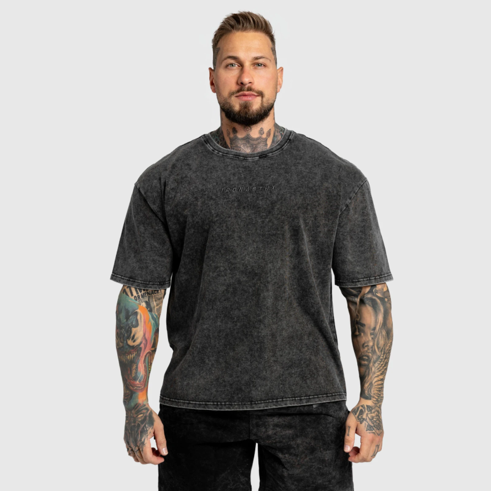 Tricou oversized Iron Aesthetics Heritage, washed black · záber 1