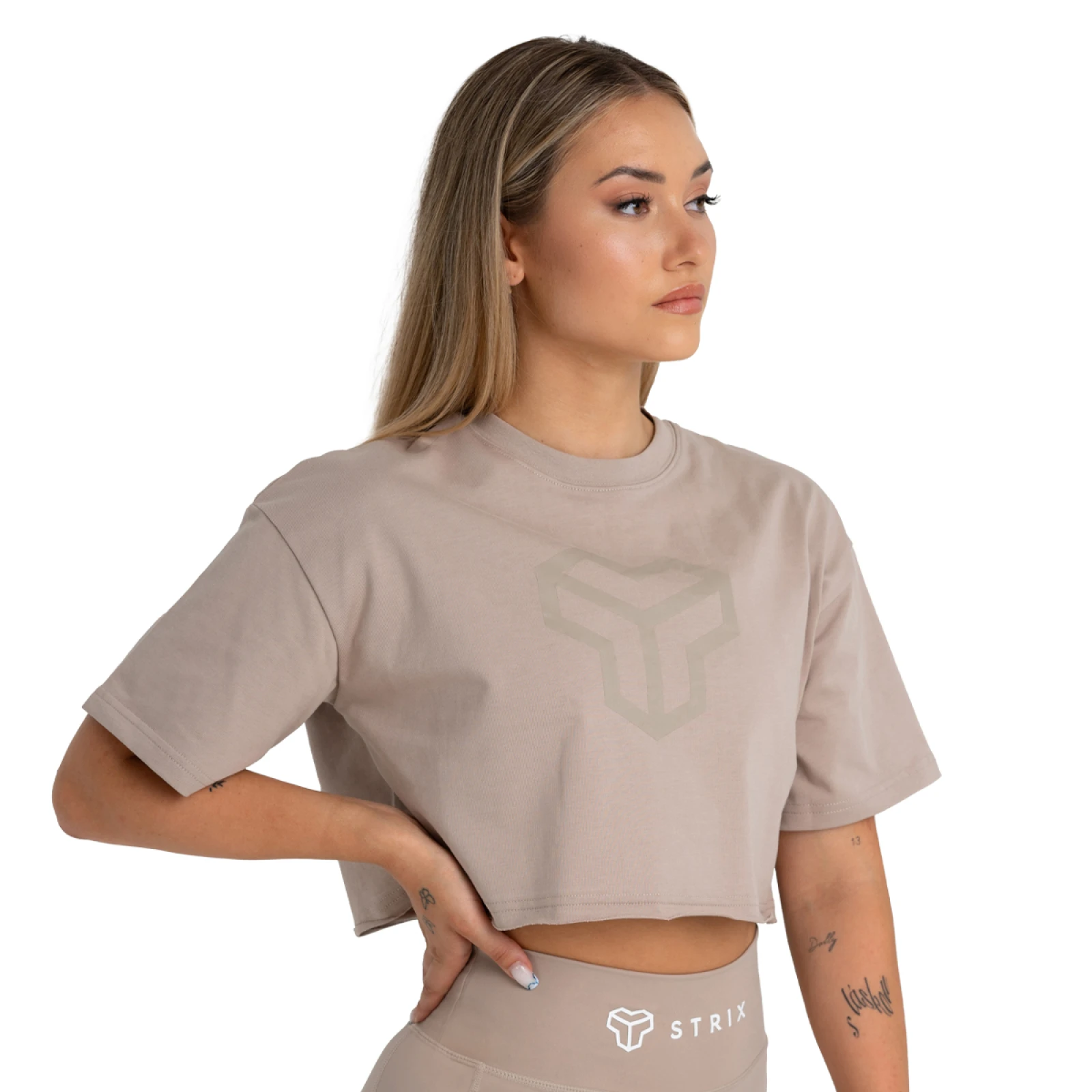 STRIX Tricou pentru femei CropTop Taupe · záber 5