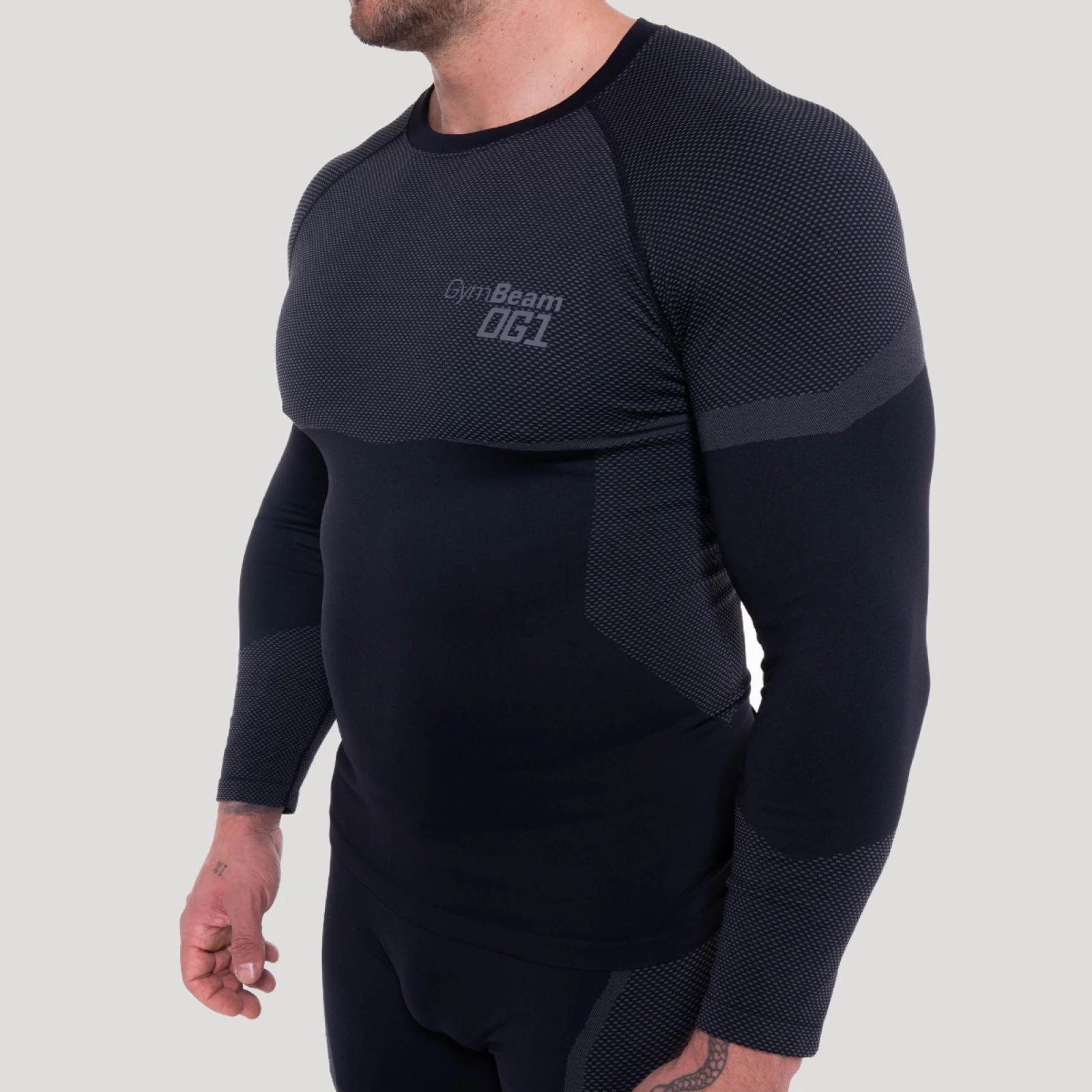 GymBeam Tricou fără cusături cu mâneci lungi OG1 Black/Grey · záber 3
