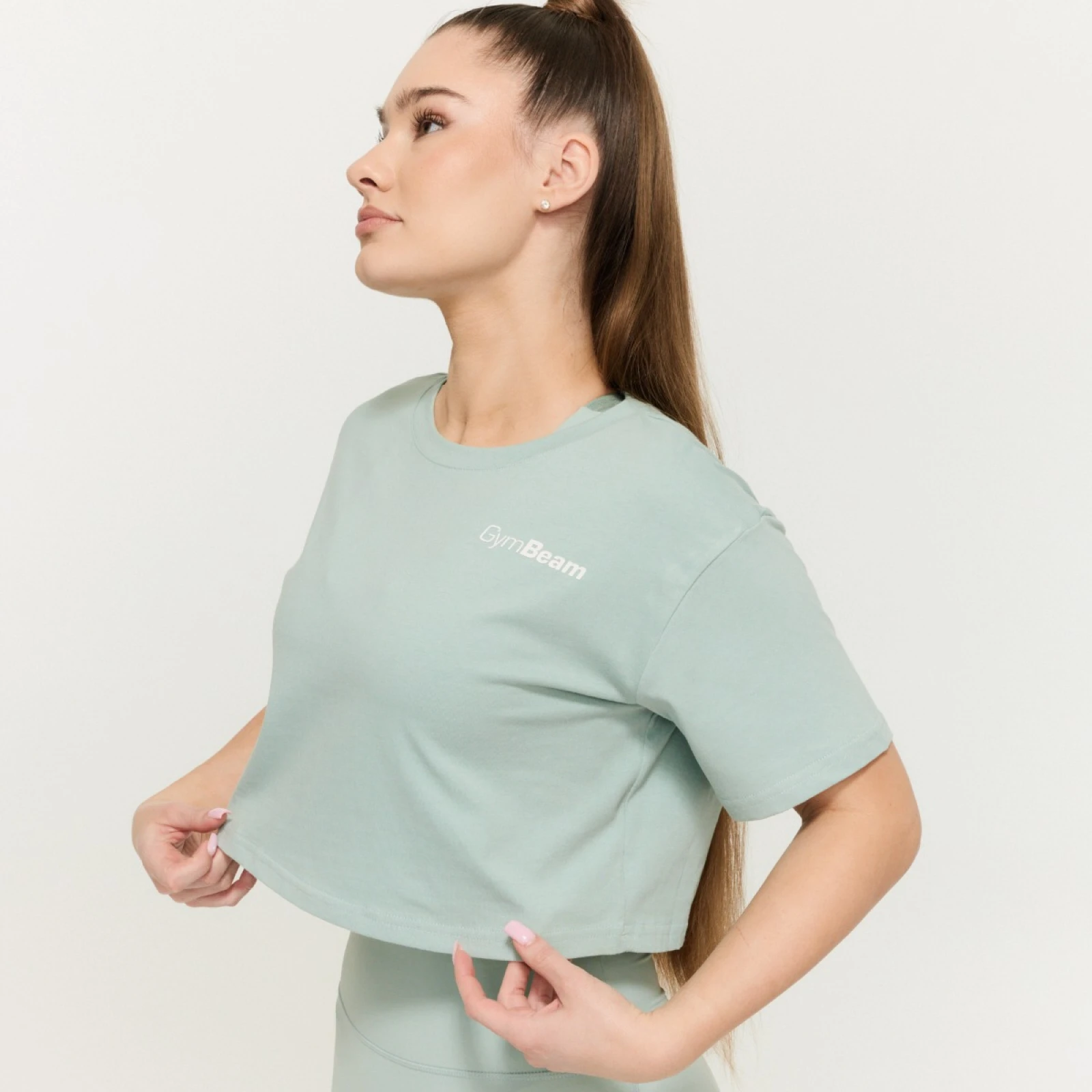 GymBeam Tricou pentru femei Cropped Limitless Eucalypt · záber 2