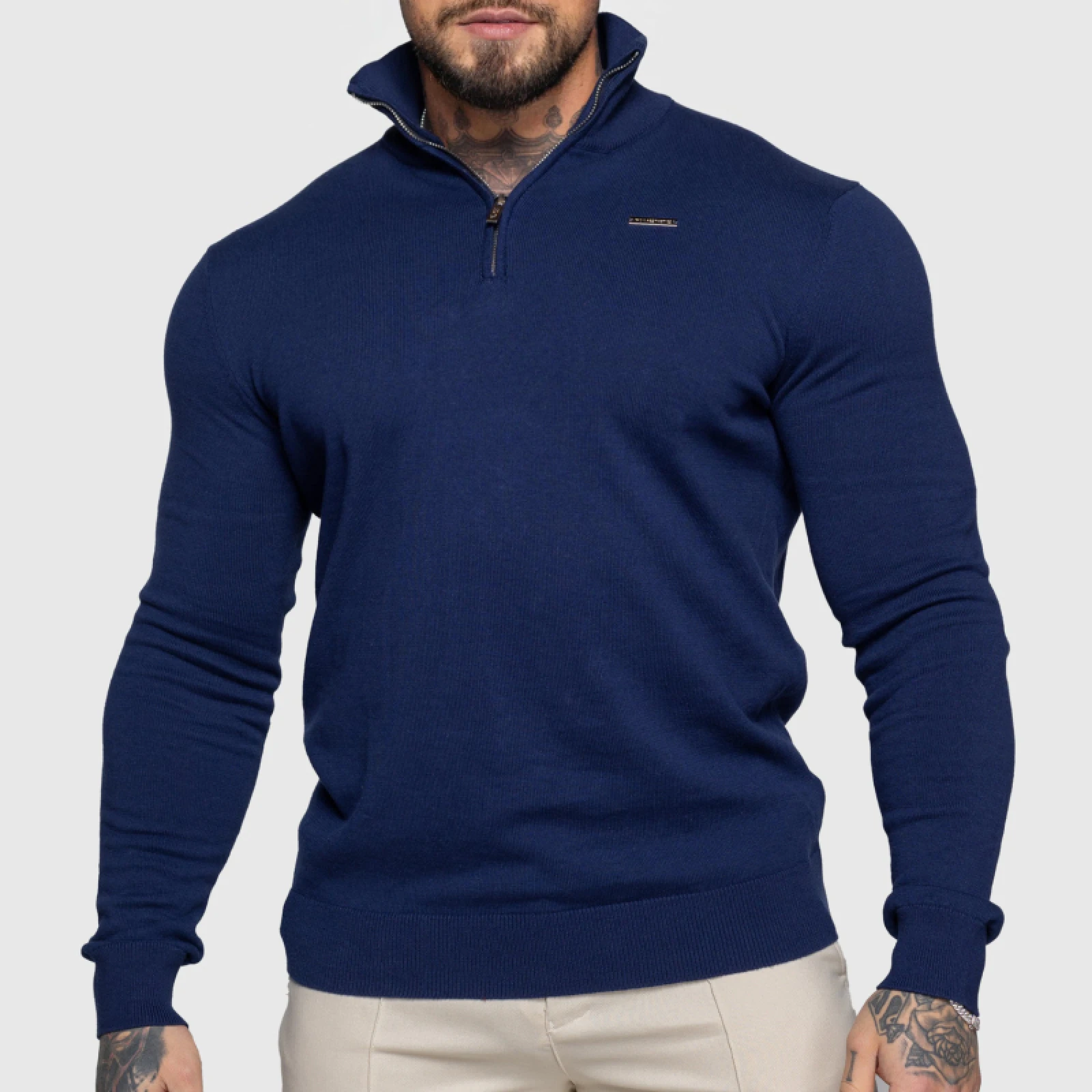 Pulover cu fermoar Iron Aesthetics Tomas, navy · záber 1