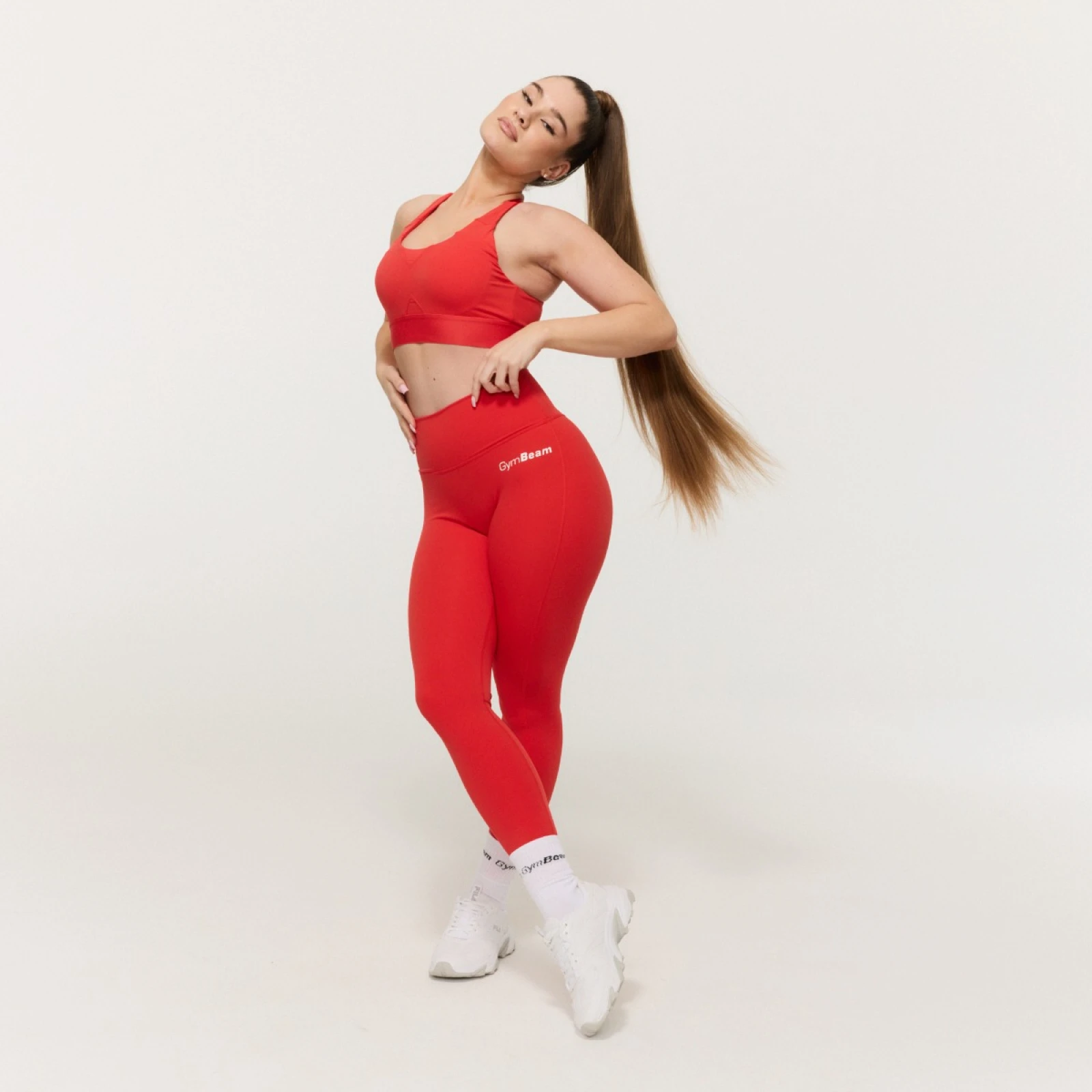 GymBeam Colanți pentru femei High-waist Limitless Hot Red · záber 5