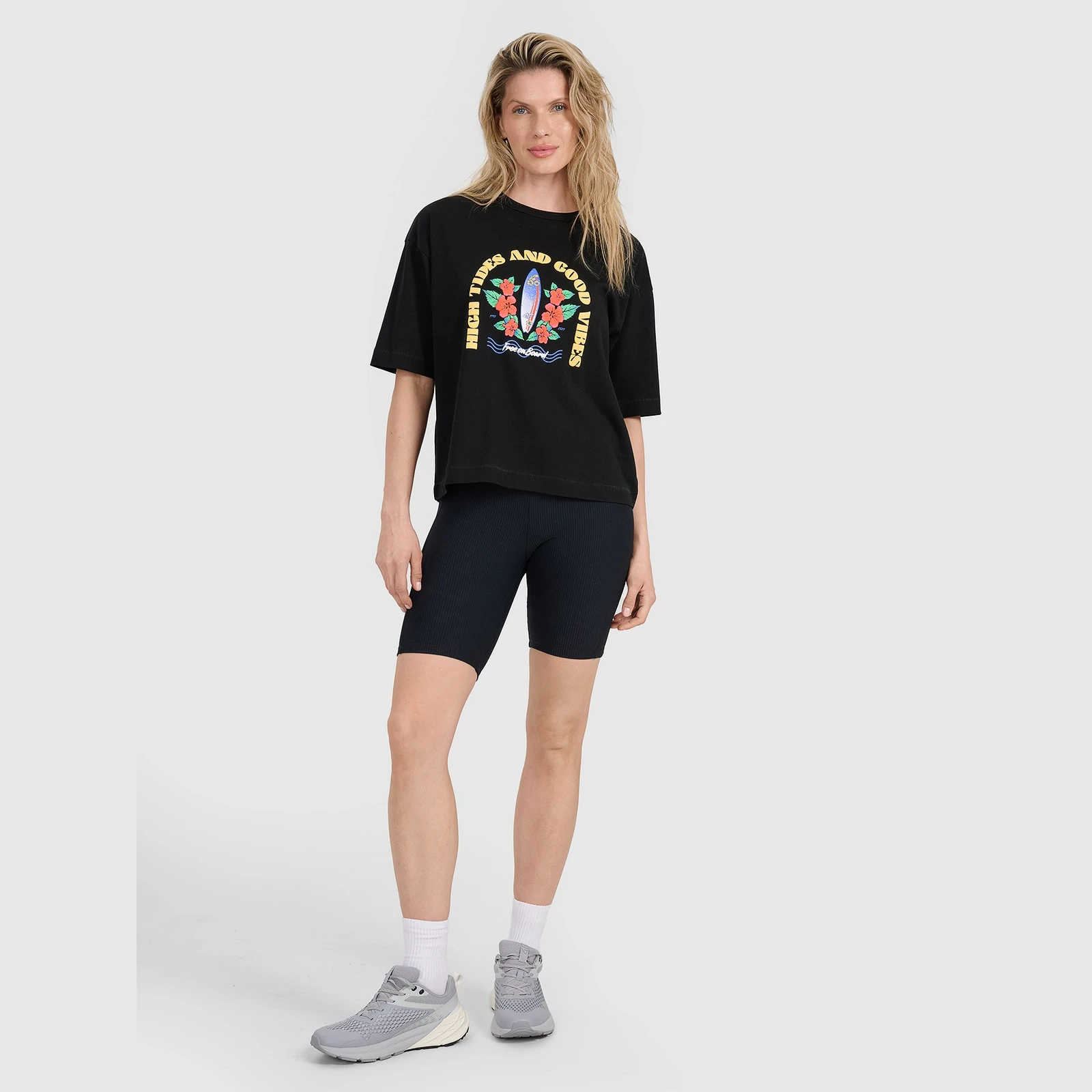 T-shirt oversize s potlačou dámsky - čierny · záber 4