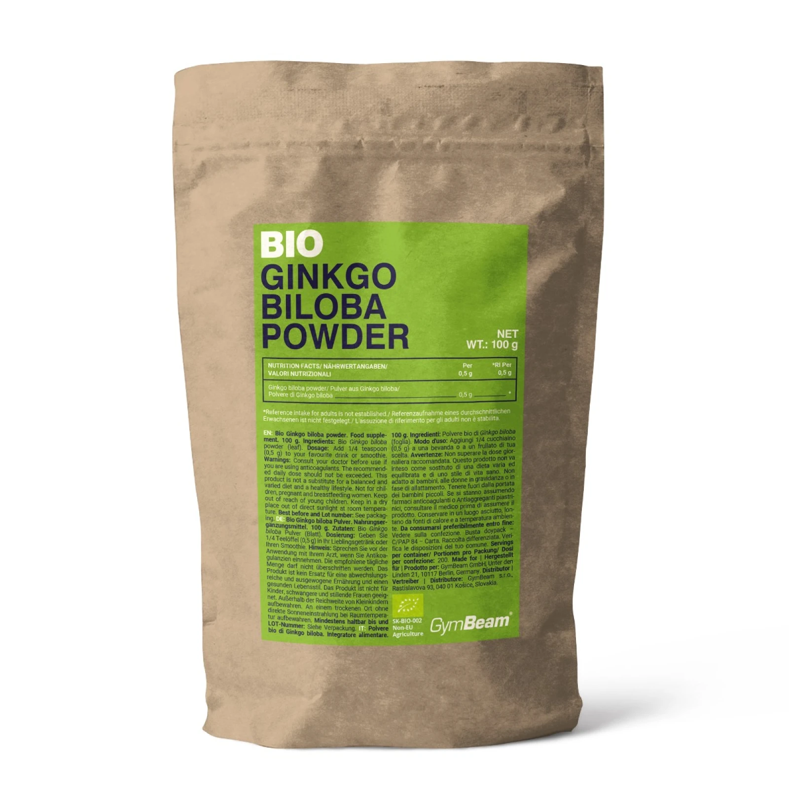 GymBeam BIO Pulbere din Ginkgo biloba · záber 1