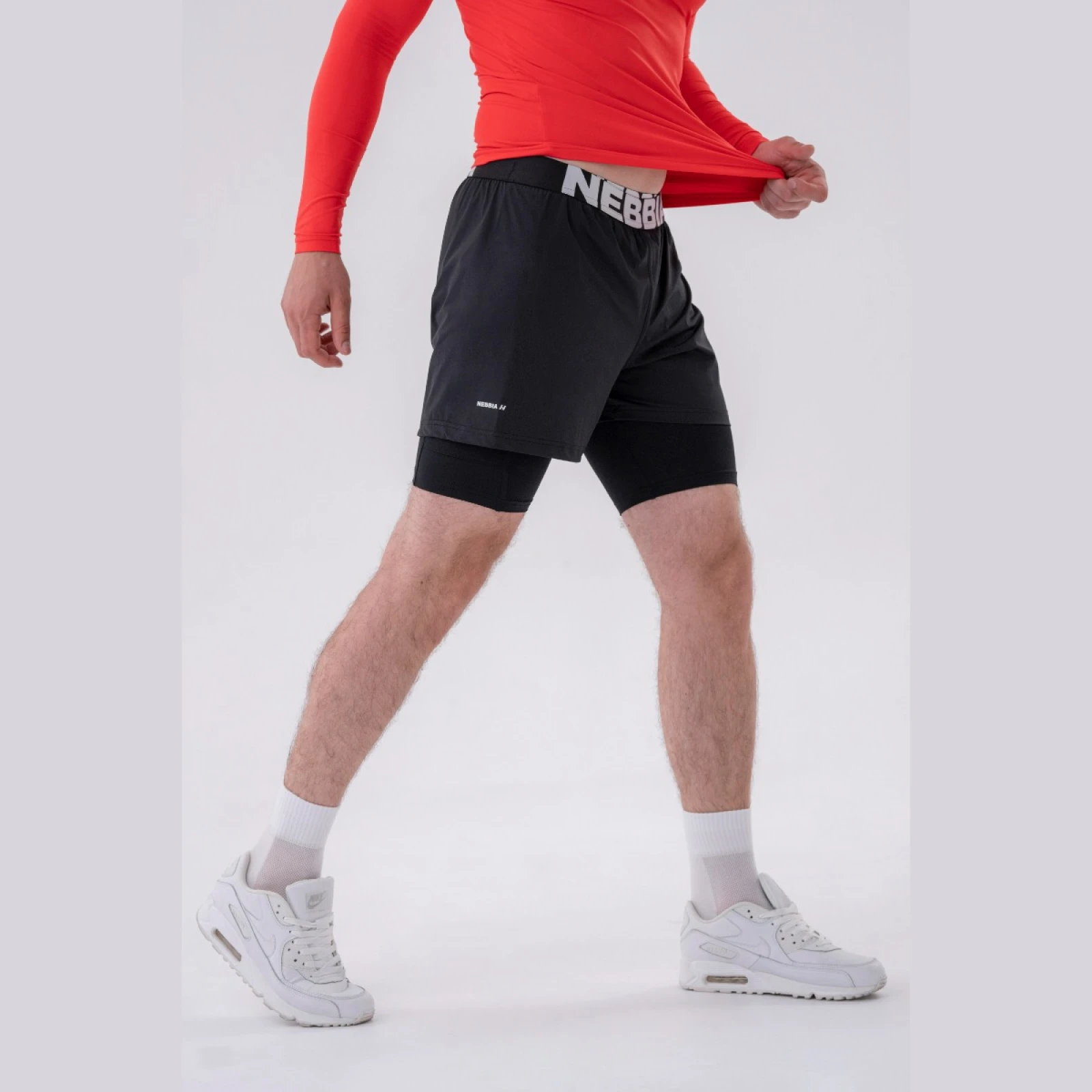 NEBBIA Pantaloni scurți pentru bărbați Double-Layer Black · záber 2