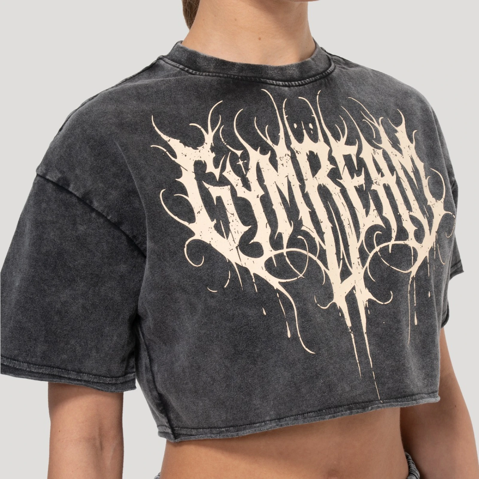 GymBeam Tricou cropped pentru femei Abyss Charcoal · záber 2